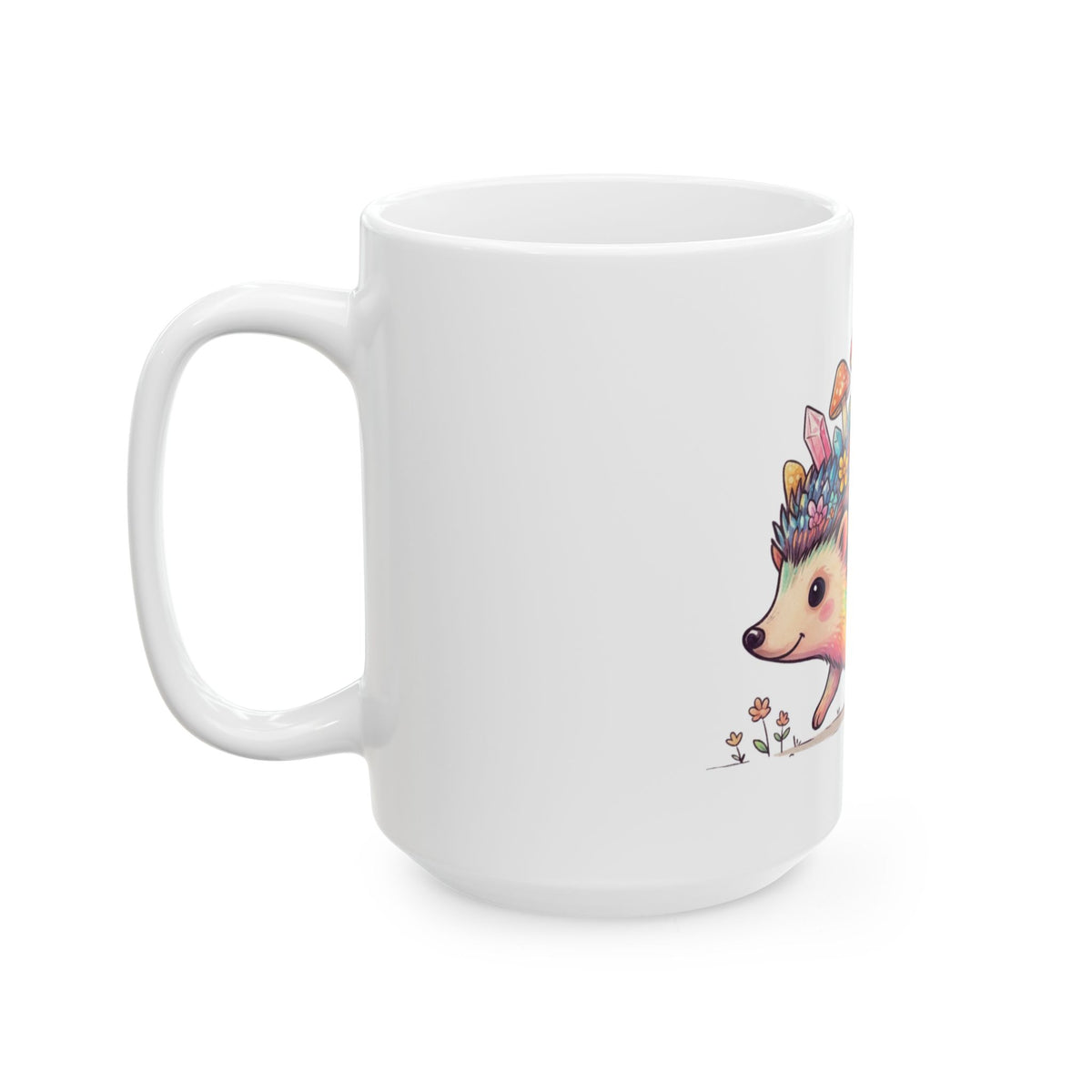 "Hippy Hedgehog" White Ceramic Mug