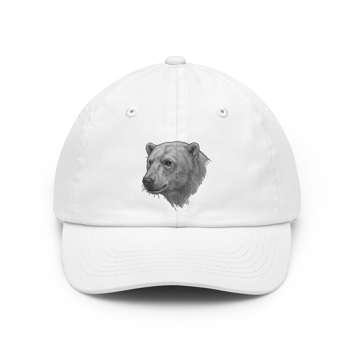 Color: White | Pencil Sketch Art Polar Bear Dad Hat — Graphic
