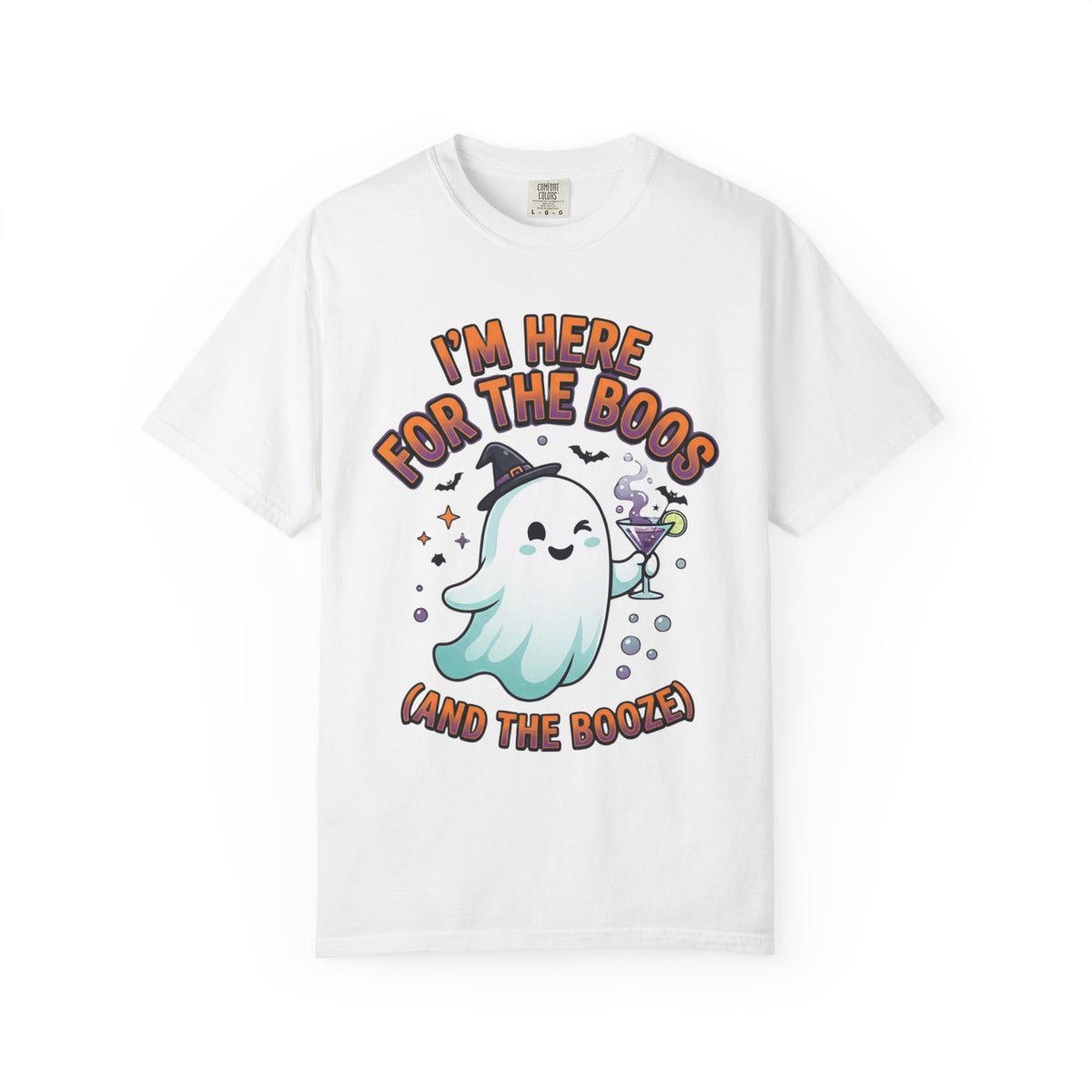 Color: White | I'm Here For The Boos Unisex Garment-Dyed Tee