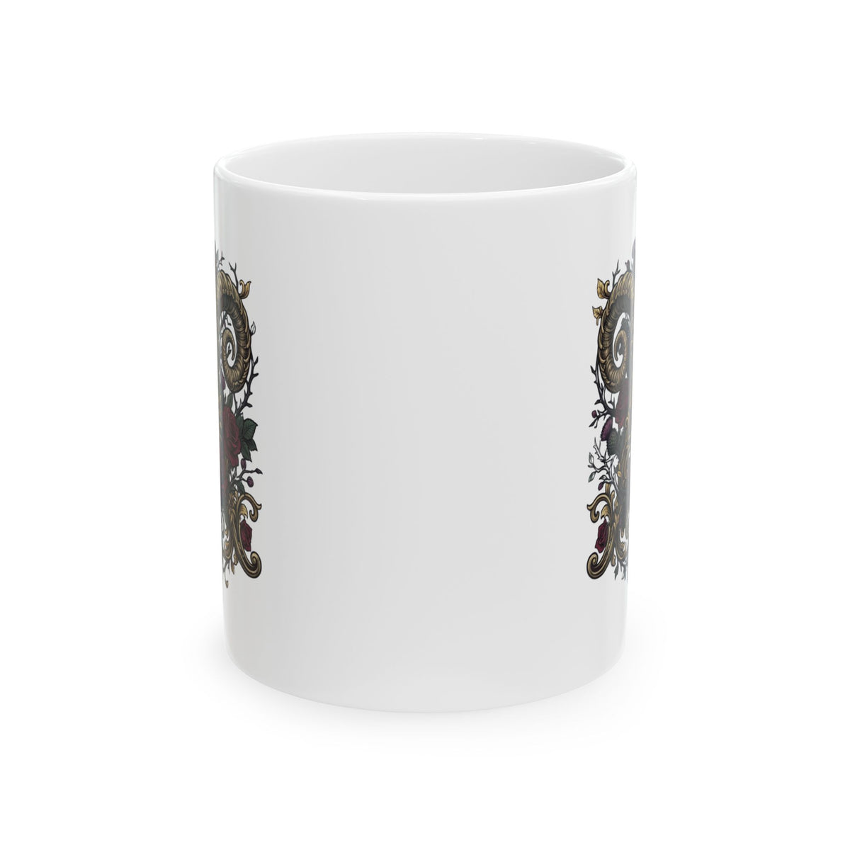 "Floral Monogram Aries" White Ceramic Mug