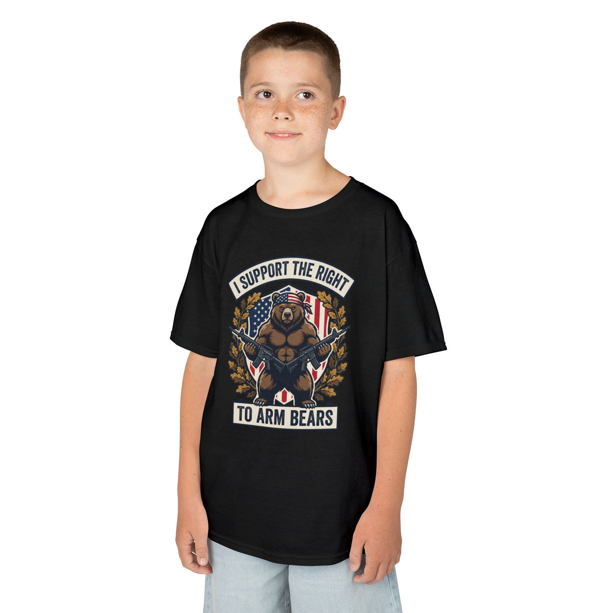 Kids T‑Shirt — "I Support The Right To Arm Bears" Patriotic Bear Graphic Tee