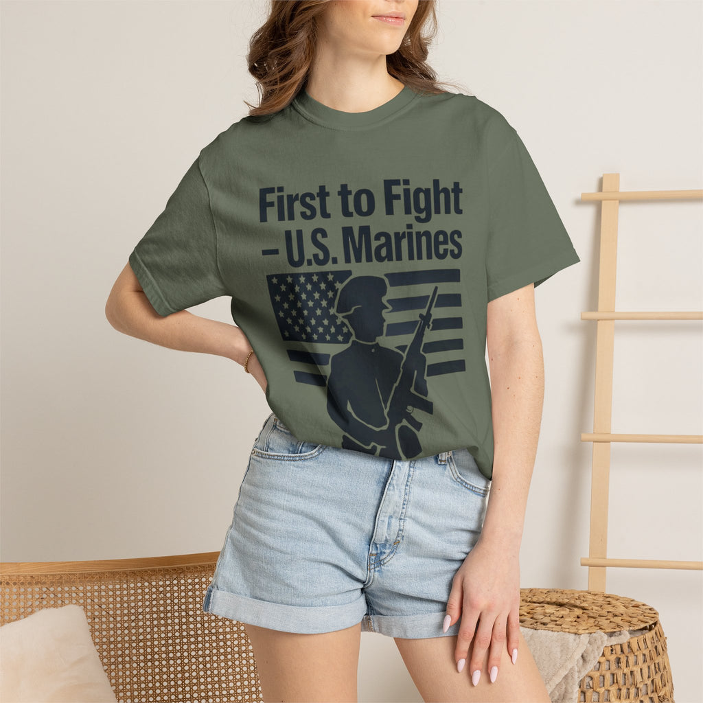 "First to Fight" Unisex Garment-Dyed T-shirt