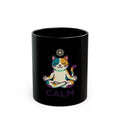 "Cat CALM" Black Ceramic Mug