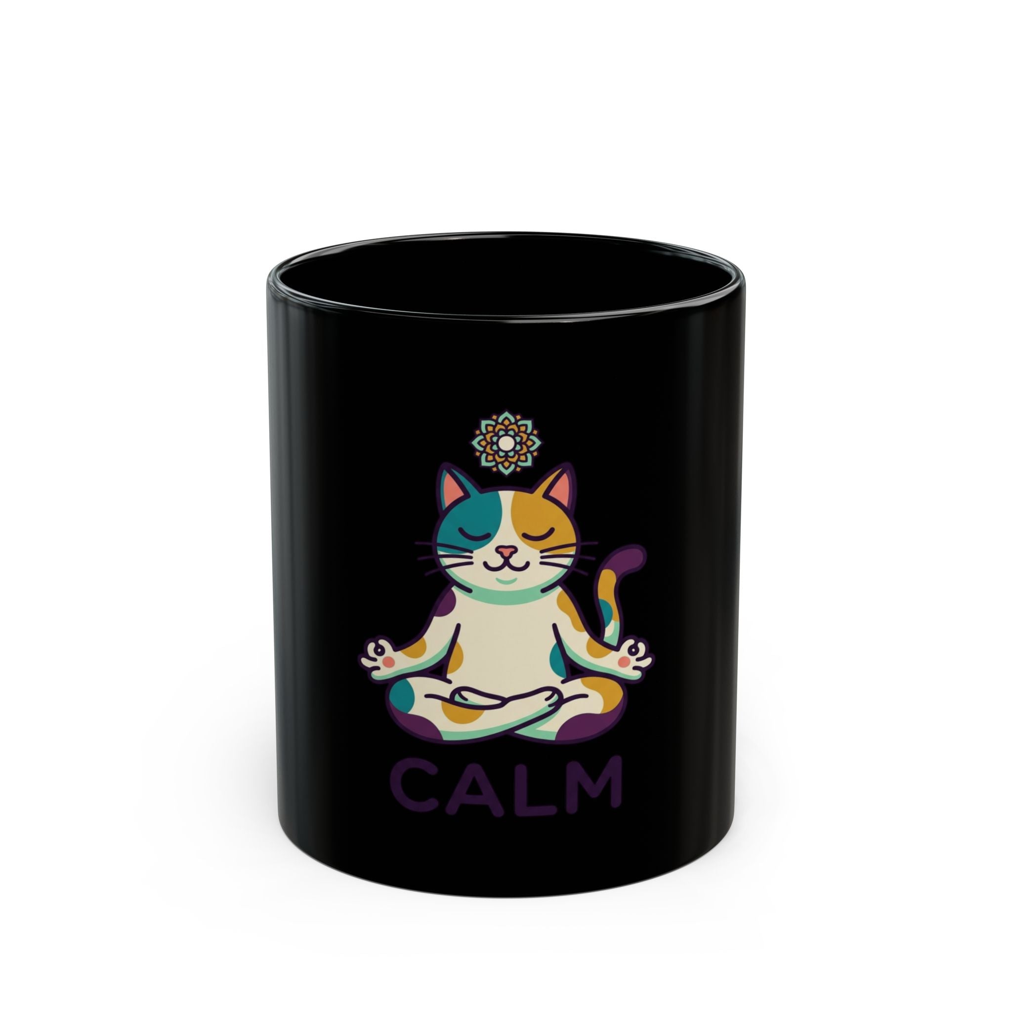 "Cat CALM" Black Ceramic Mug