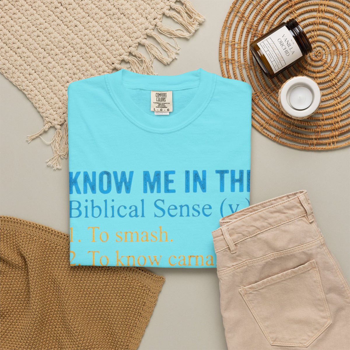 "Good Book Series Know Me In The Biblical Sense" Unisex Garment-Dyed Tee