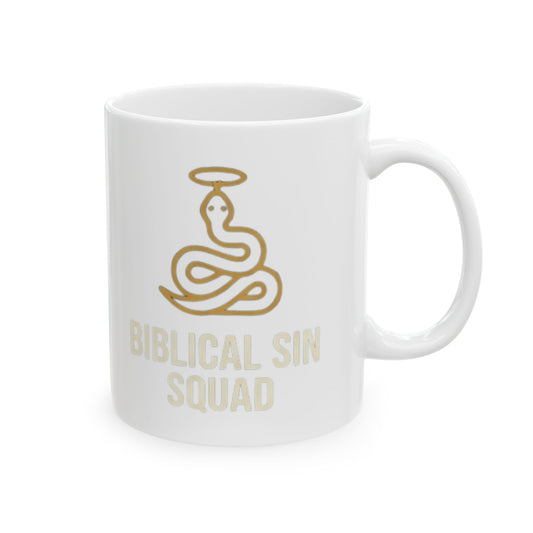 "Good Book Series Biblical Sin Squad" White Ceramic Mug