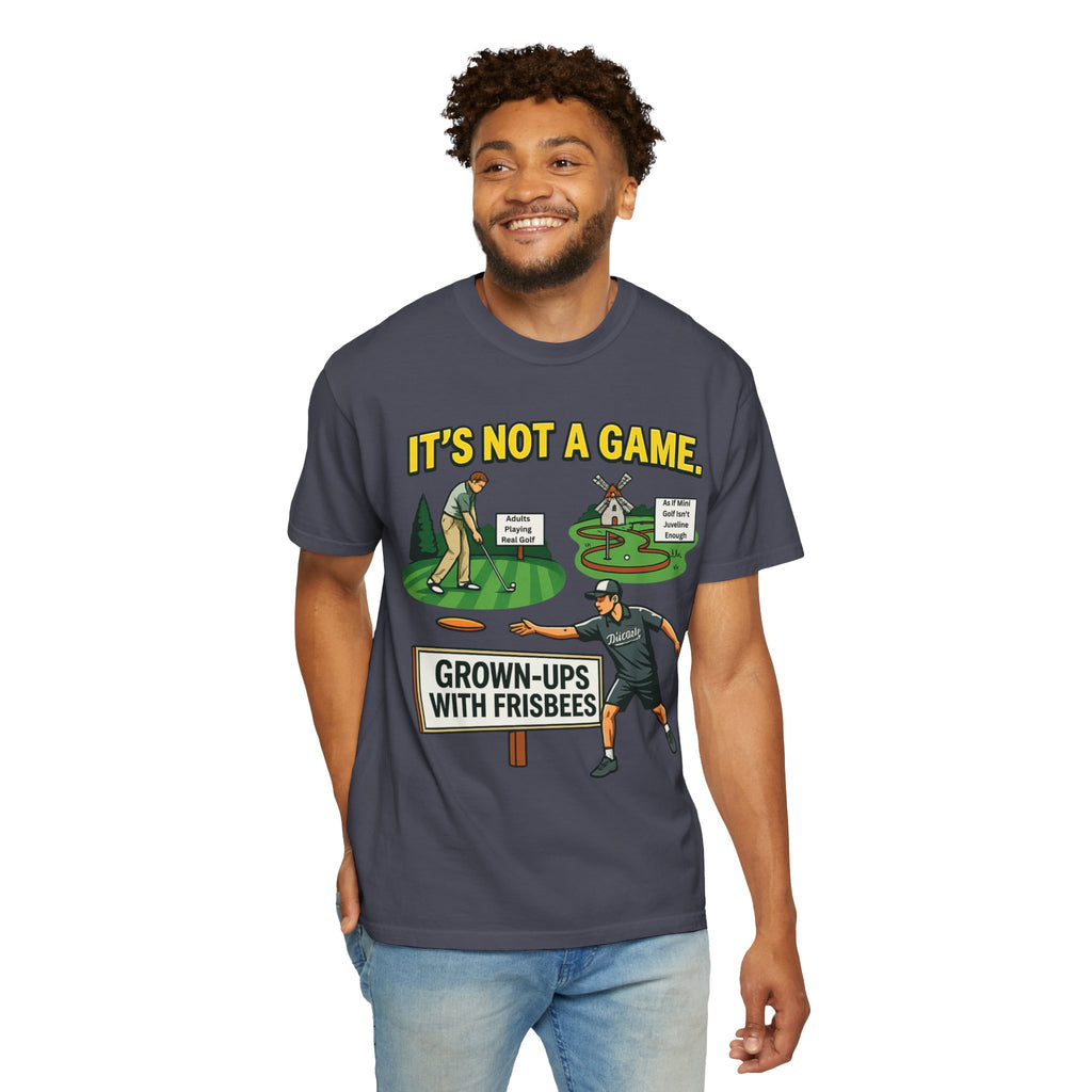 "Grown Ups With Frisbees" Unisex Garment-Dyed T-shirt