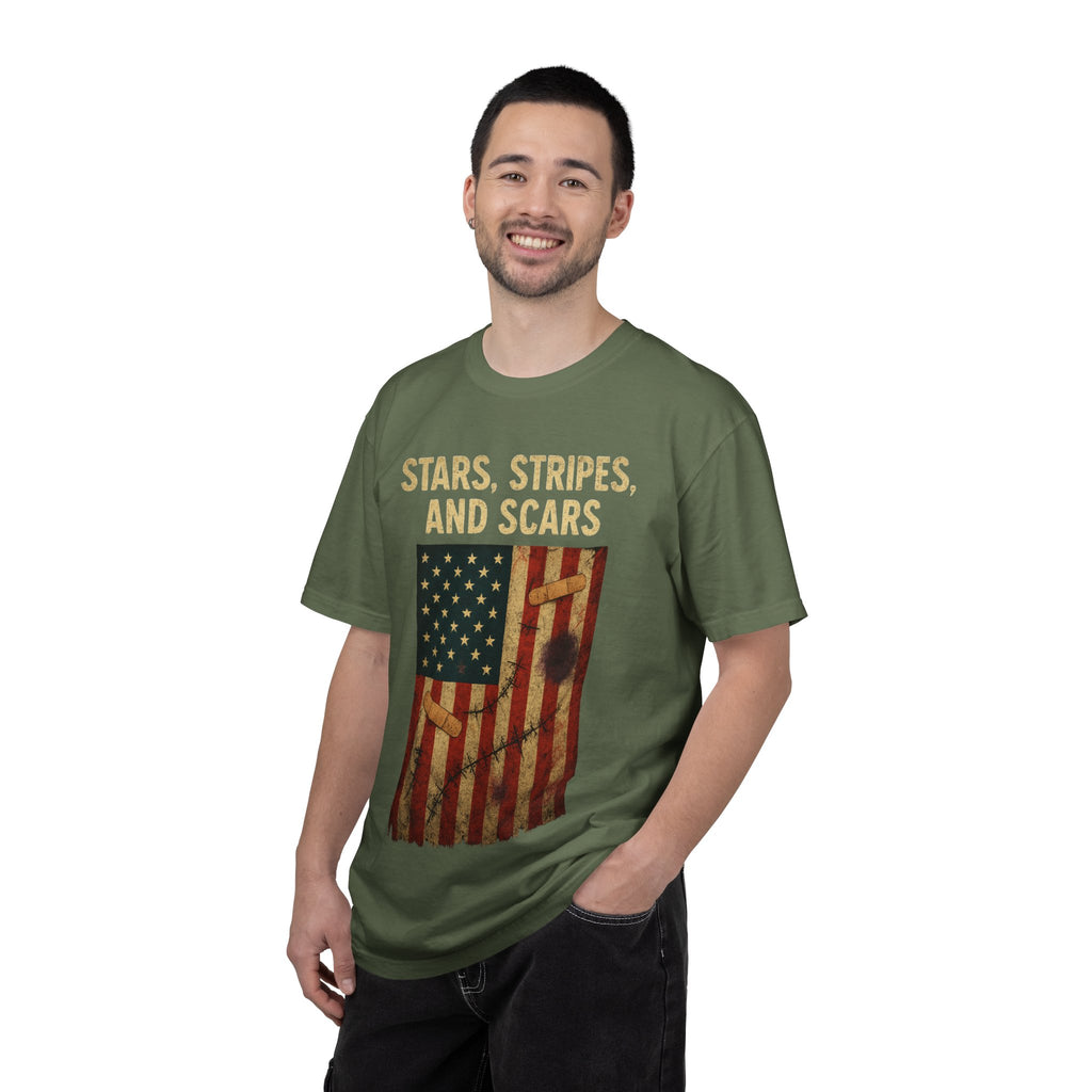 "STARS, STRIPES, AND SCARS" Unisex Garment-Dyed T-shirt