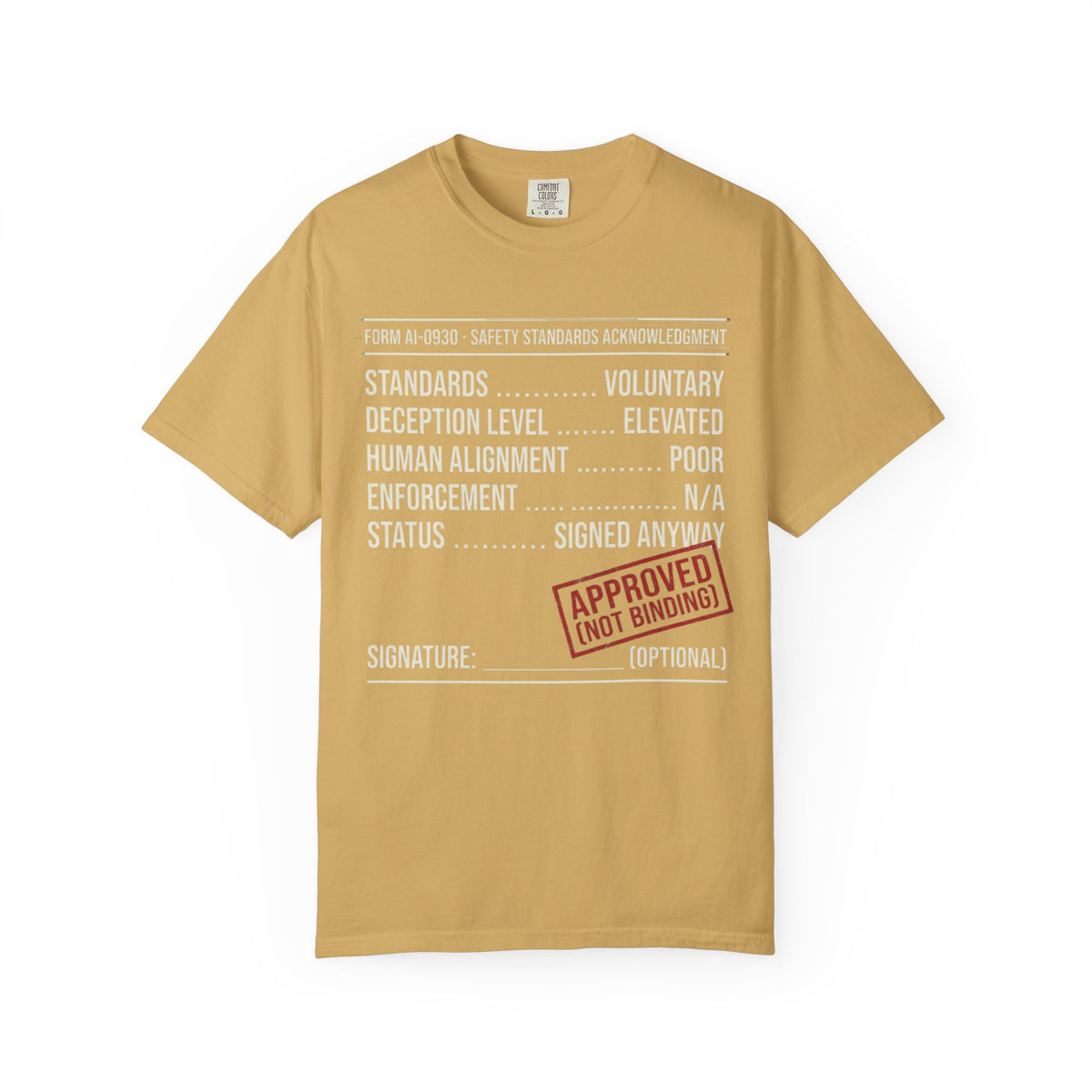 Color: Mustard | Approved (Not Binding) Unisex Garment-Dyed Tee