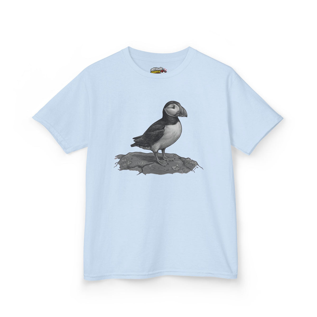 "Pencil Sketch Art Puffin" Kids Tee