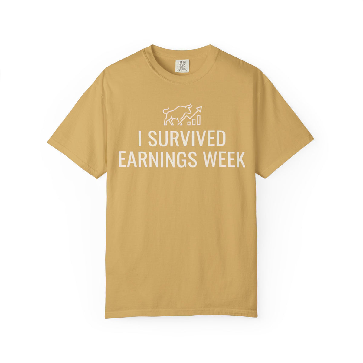 Color: Mustard | I Survied Earnings Week Unisex Garment-Dyed Tee