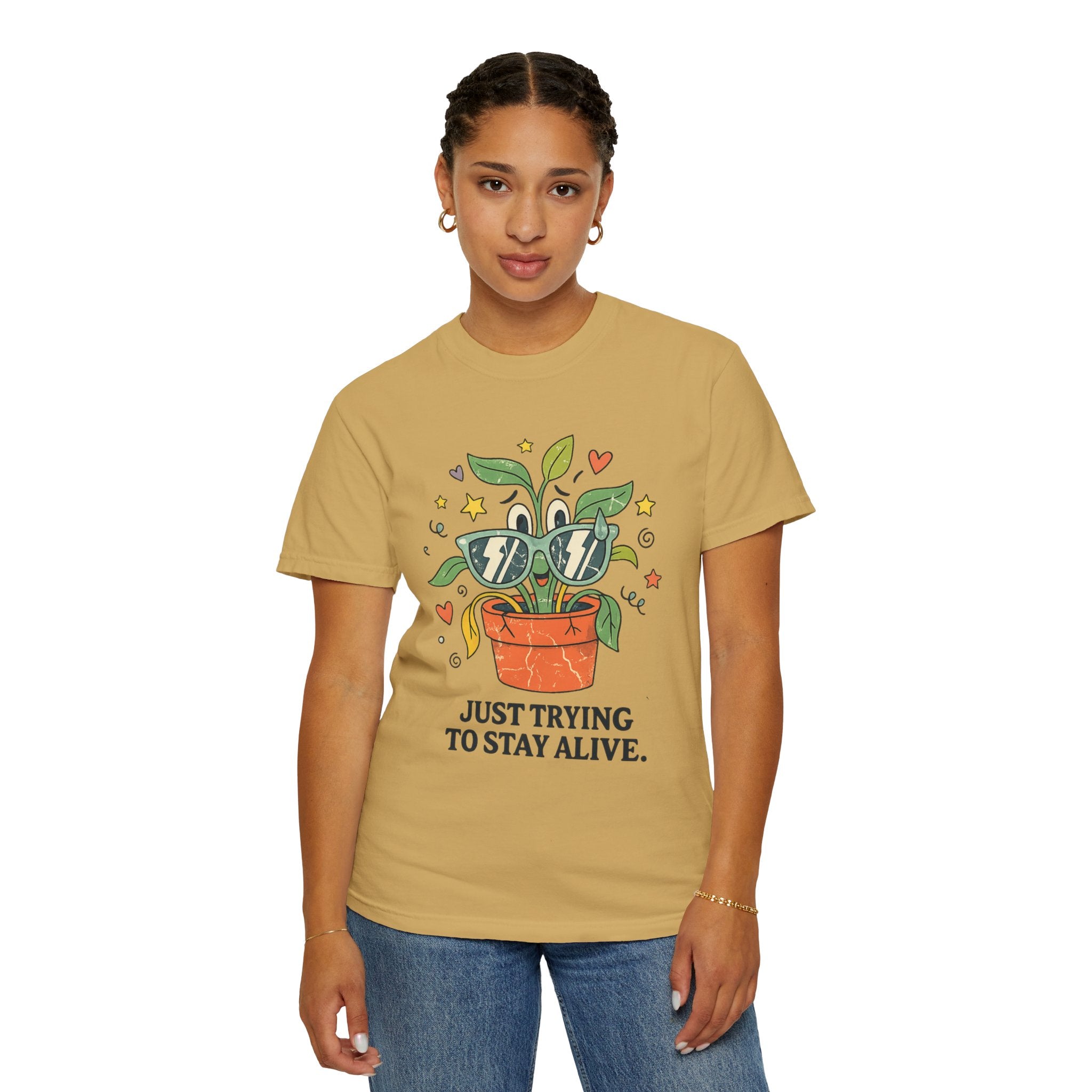 "Trying to Stay Alive" Unisex Garment-Dyed T-shirt