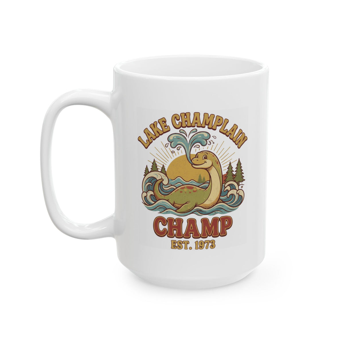 "Champ (Lake Champlain)" White Ceramic Mug