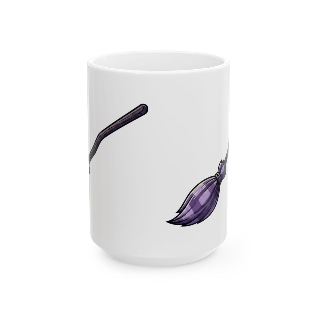 "Wanna See My Broomstick" White Ceramic Mug — Graphic