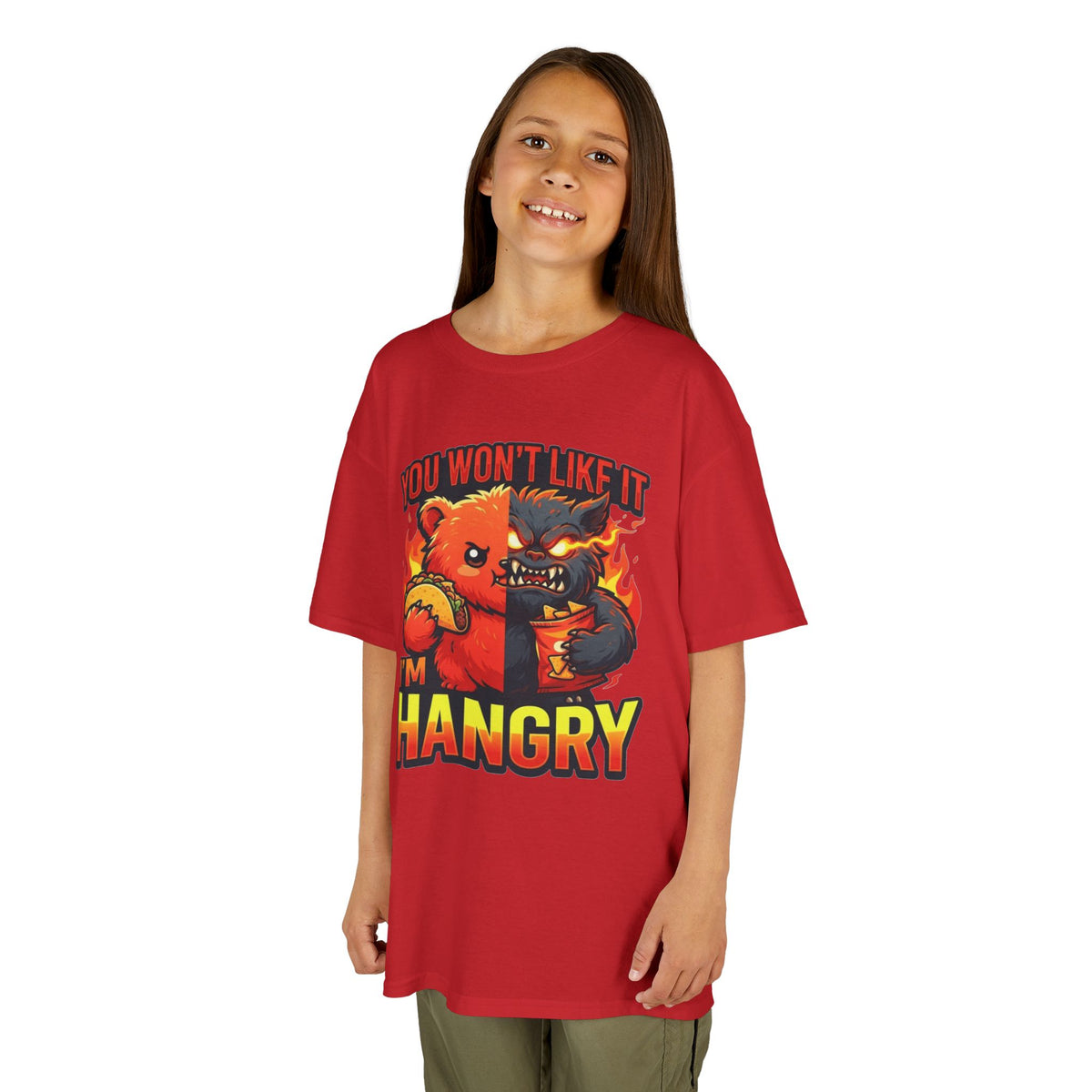 Color: Red | You Won't Like It I'm Hangry Kids Tee