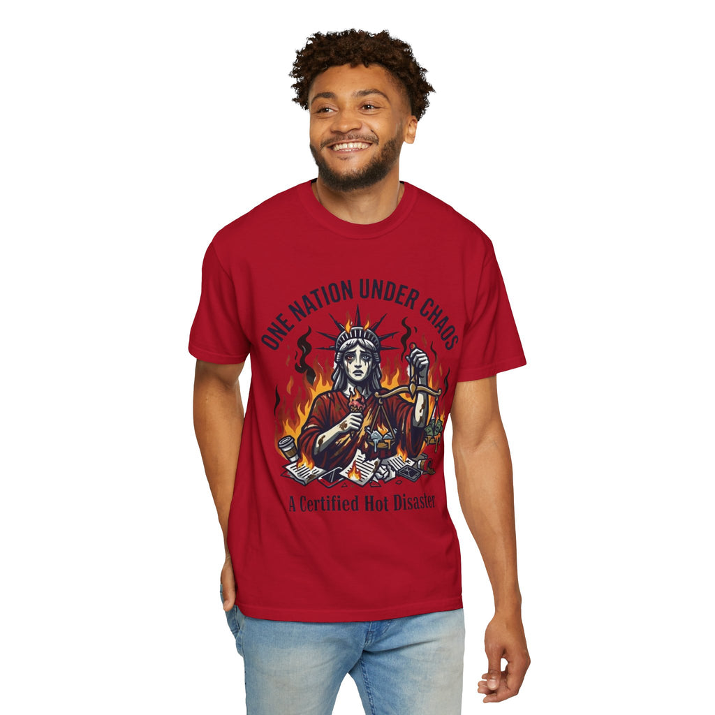 "One Nation Under Chaos" Unisex Garment-Dyed Tee