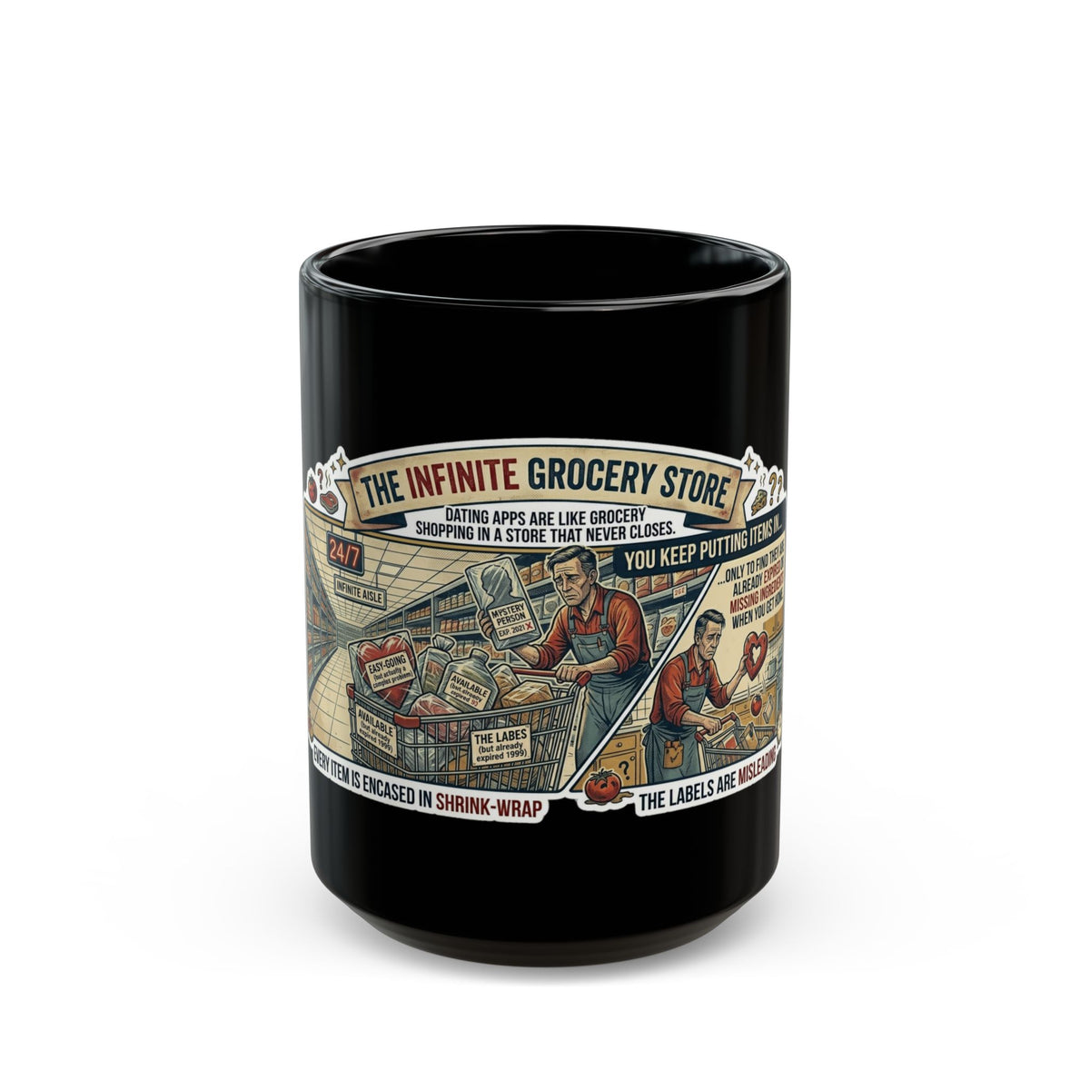 "Infinite Grocery Store" Black Ceramic Mug