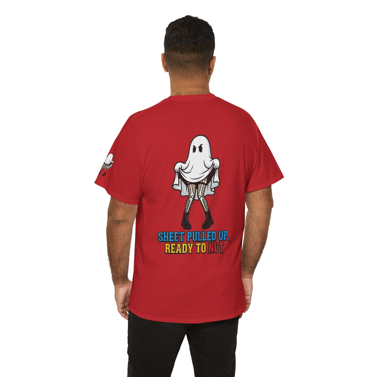 Color: Red | Sheet Pulled Up Ready to Nut Premium Graphic Tee