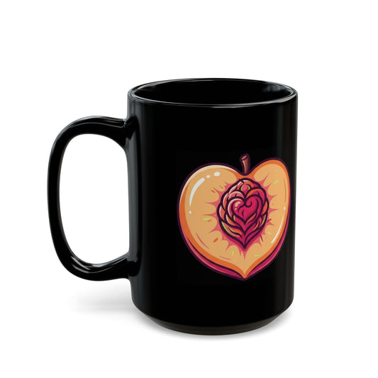 "Warm Sweet Juicy" Black Ceramic Mug — Graphic