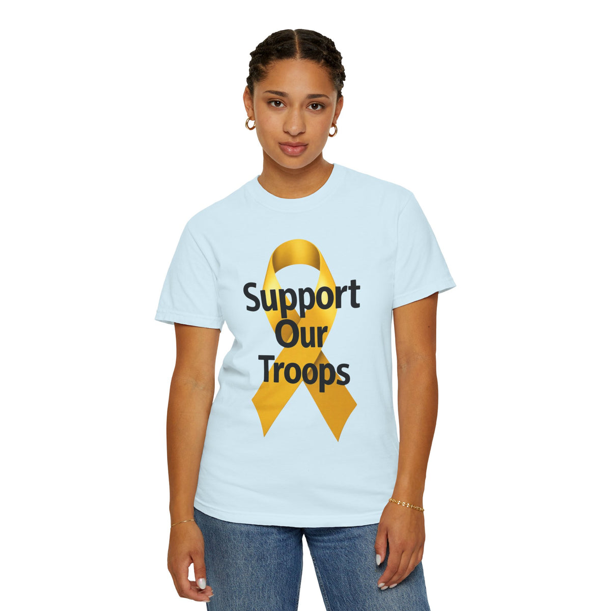 Color: Chambray | Support Our Troops Unisex Garment-Dyed T-shirt