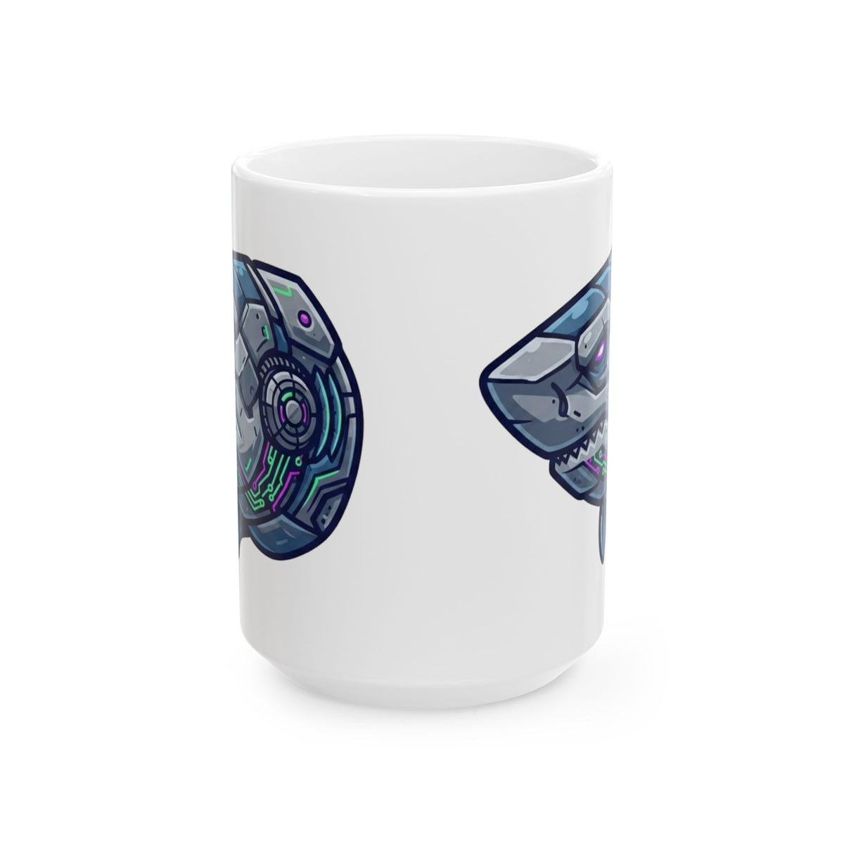 "Cyber Shark" White Ceramic Mug — Graphic