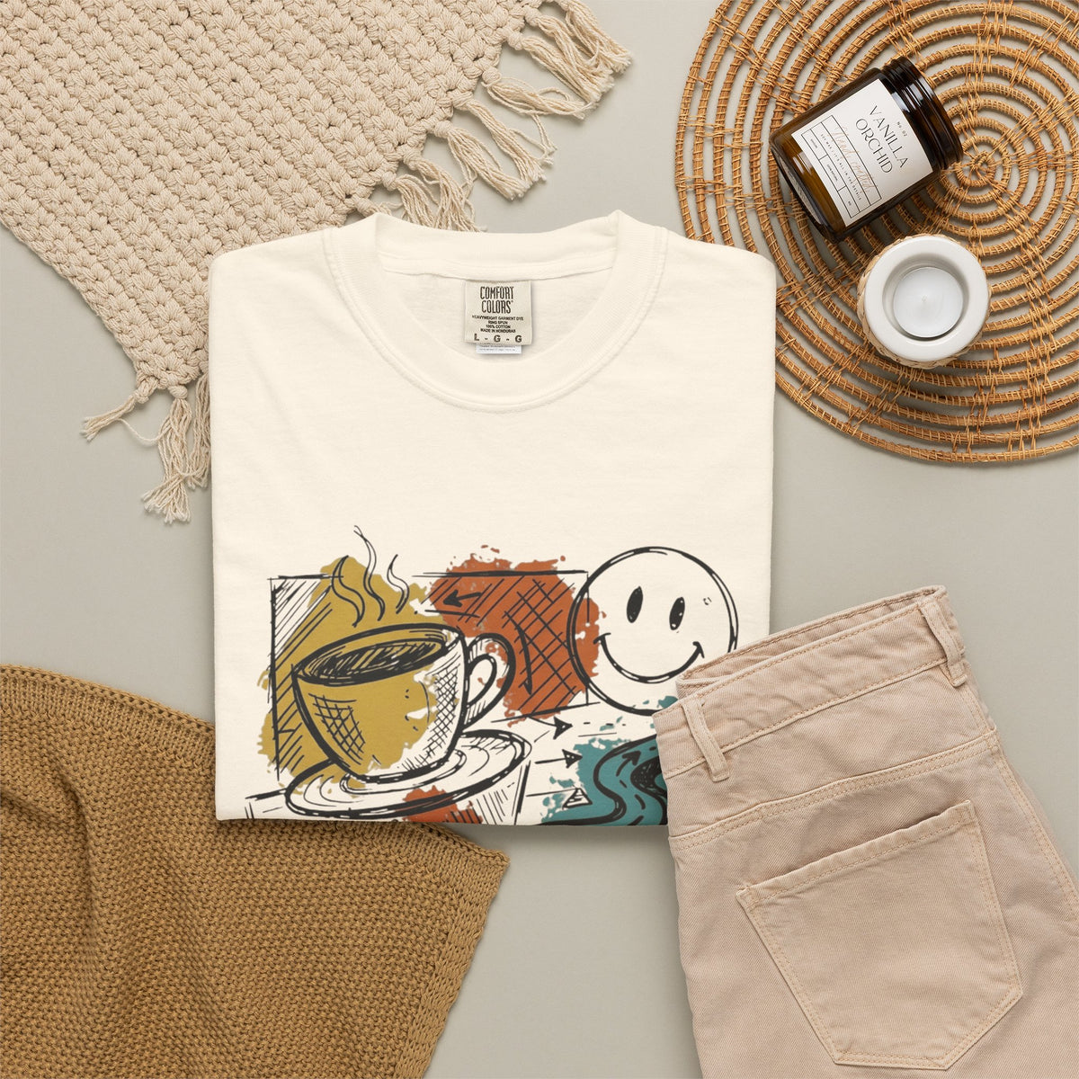 "Happy Coffee" Unisex Garment-Dyed Tee