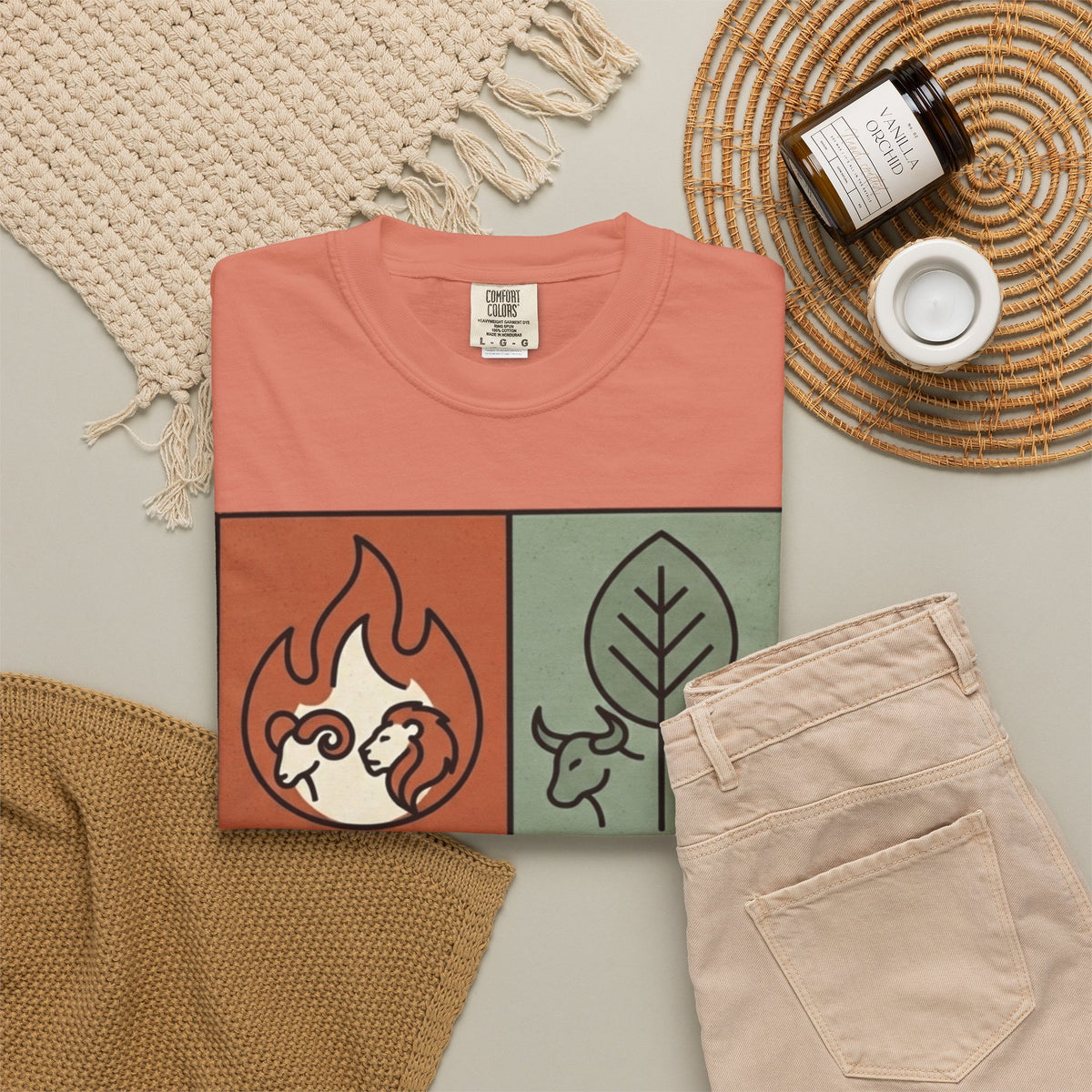 "Four Elements- Fire, Earth, Air, Water" Unisex Garment-Dyed Tee