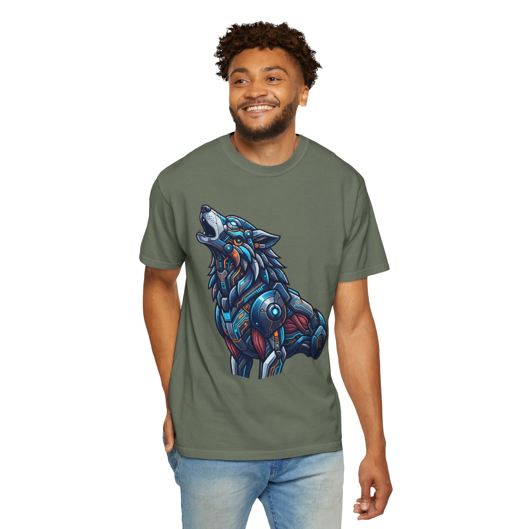 "Cyber Wolf" Unisex Garment-Dyed Tee