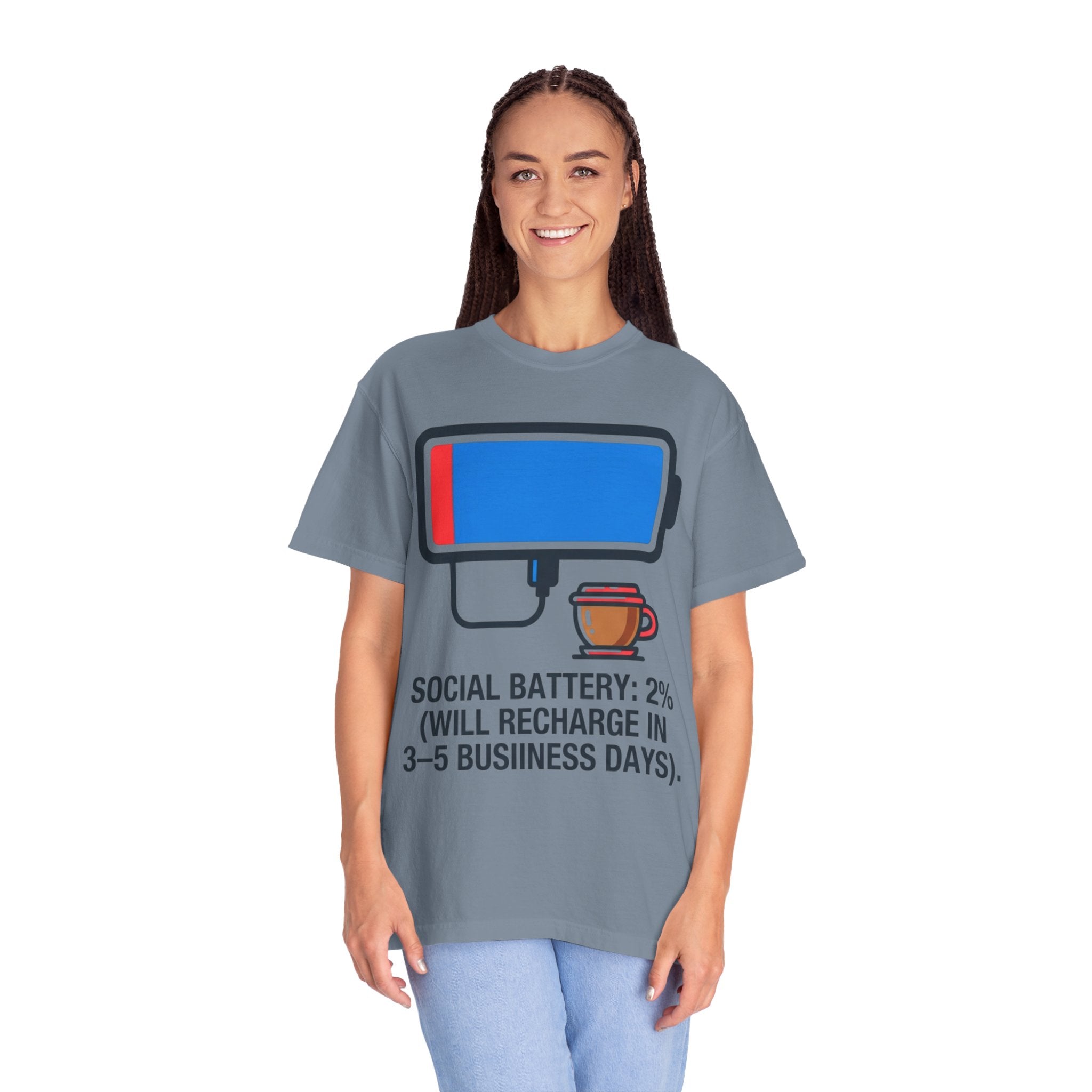 "Social Battery" Unisex Garment-Dyed Tee