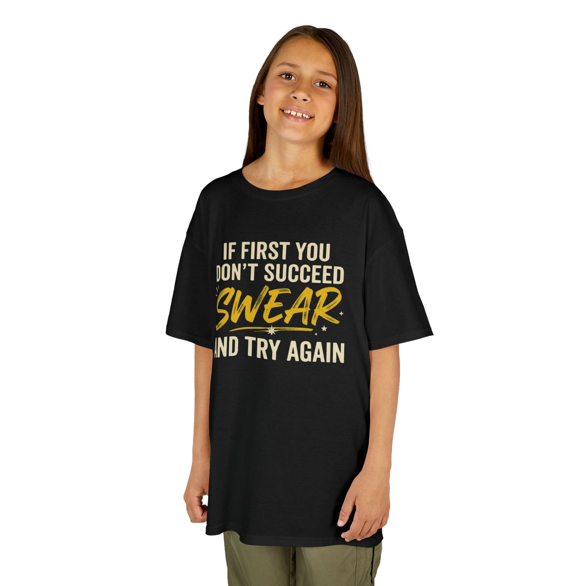Color: Black | Swear And Try Again Kids Tee