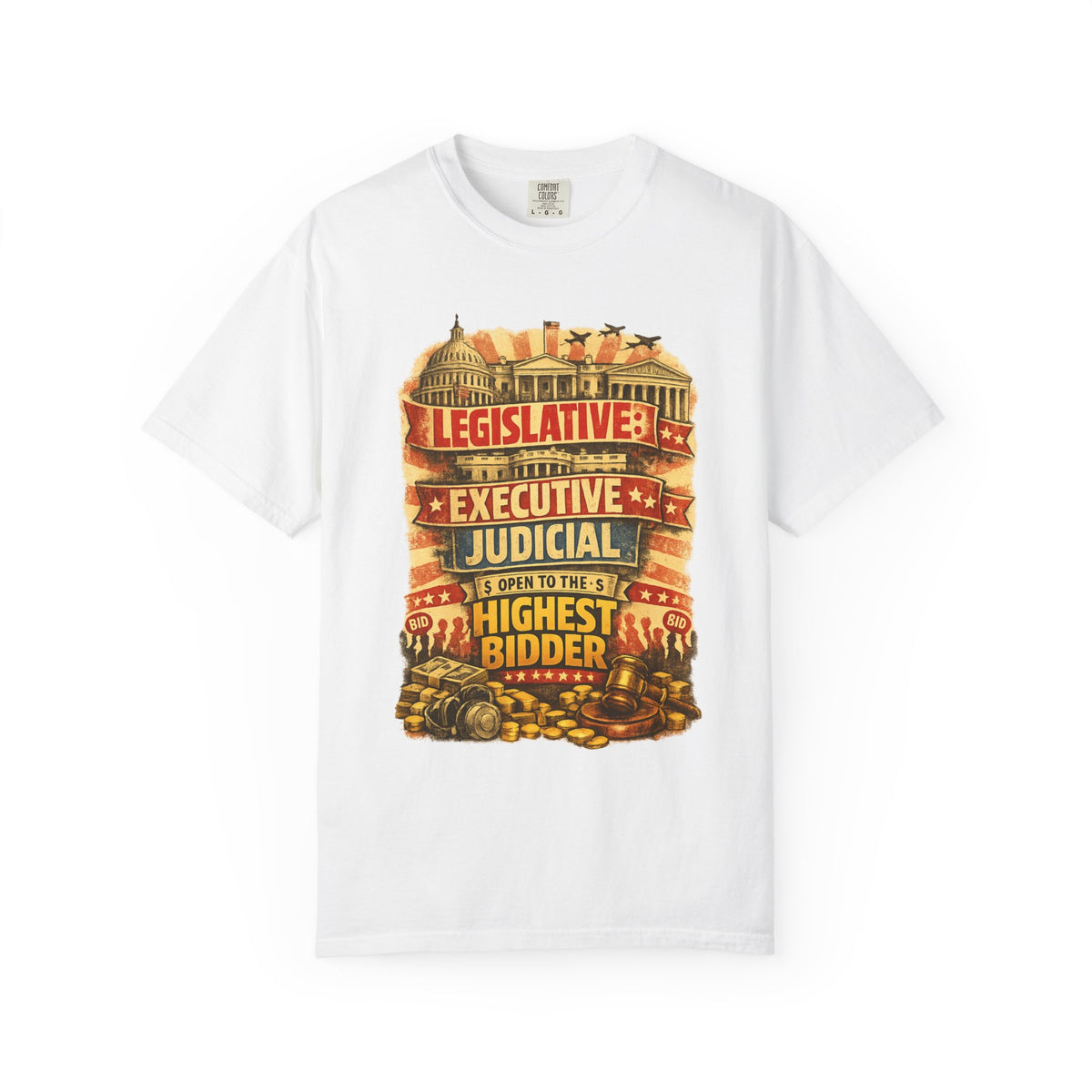 Color: White | Highest Bidder Unisex Garment-Dyed T-shirt