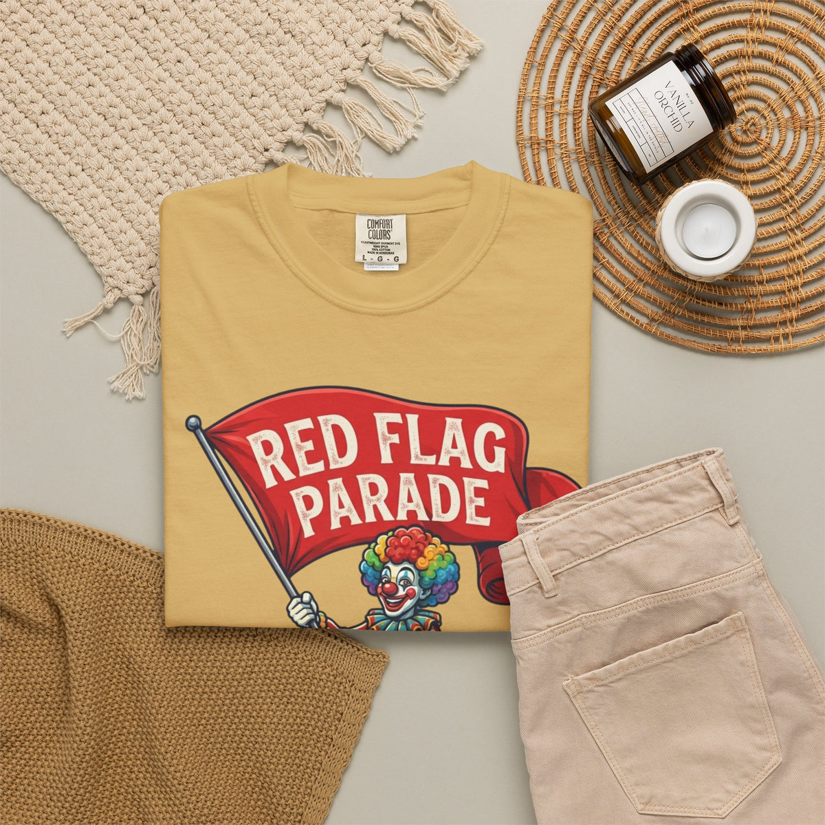"Red Flag Parade" Unisex Garment-Dyed Tee