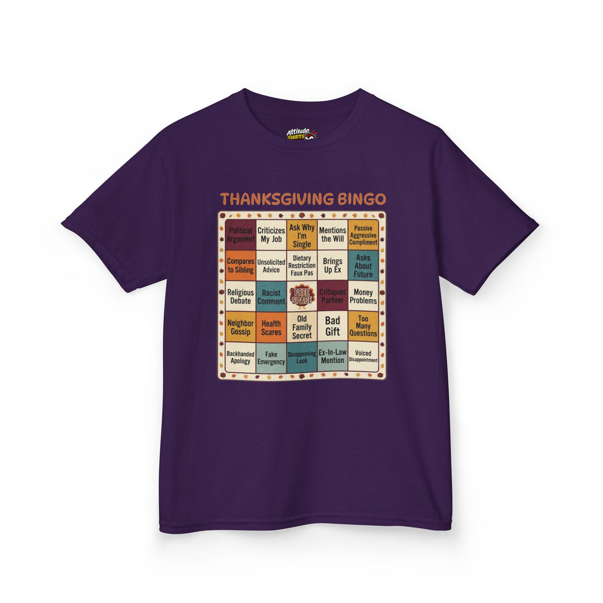 Color: Purple | Thankgiving Bingo Kids Tee