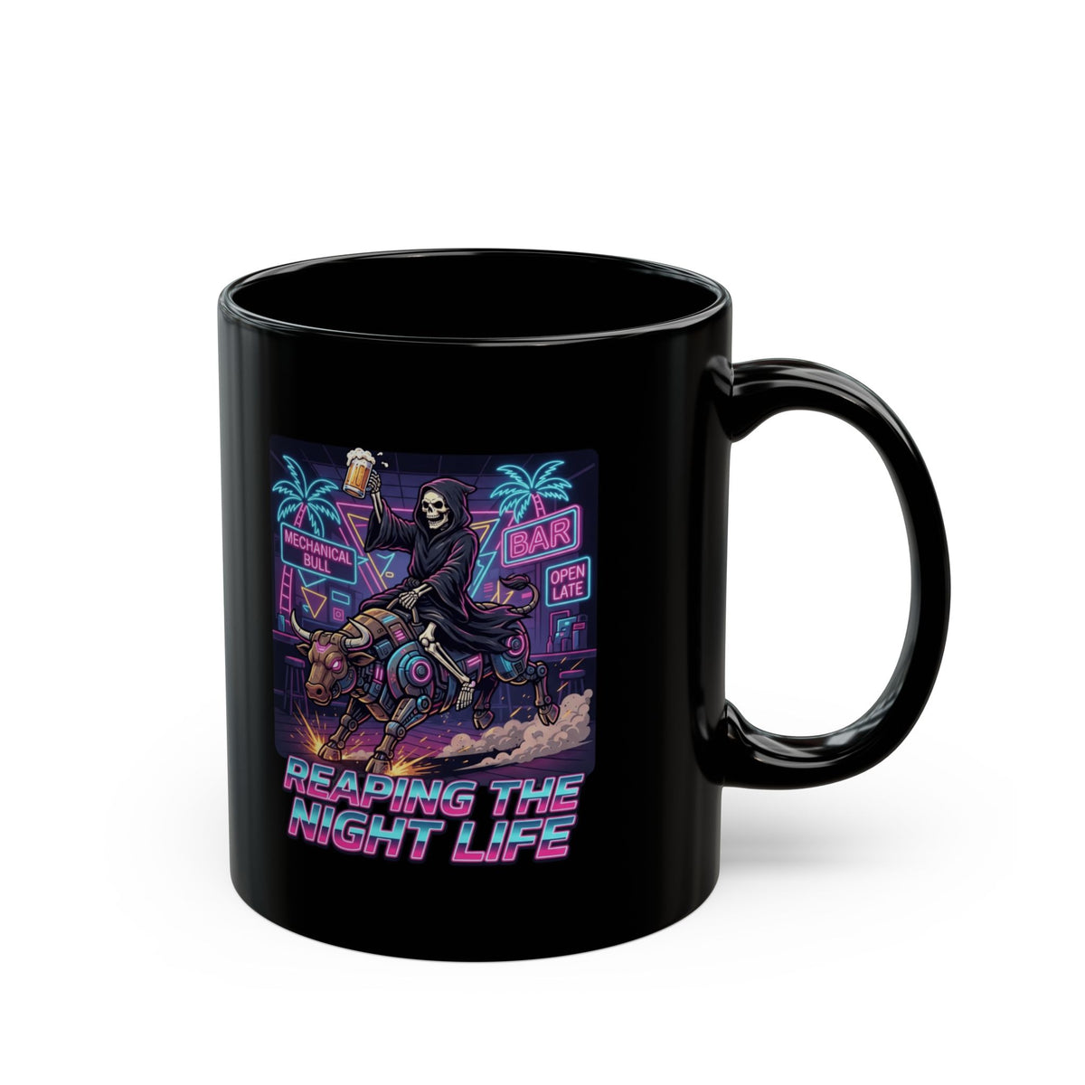 "Reaping the Night Life" Black Ceramic Mug