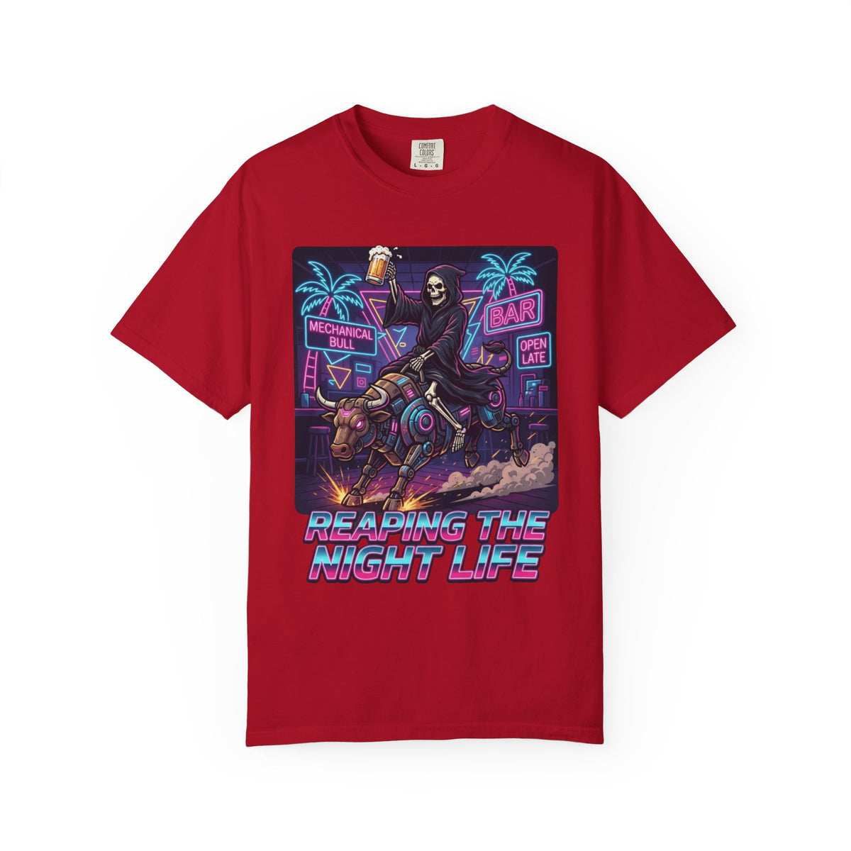 Color: Red | Reaping the Night Life Unisex Garment-Dyed Tee