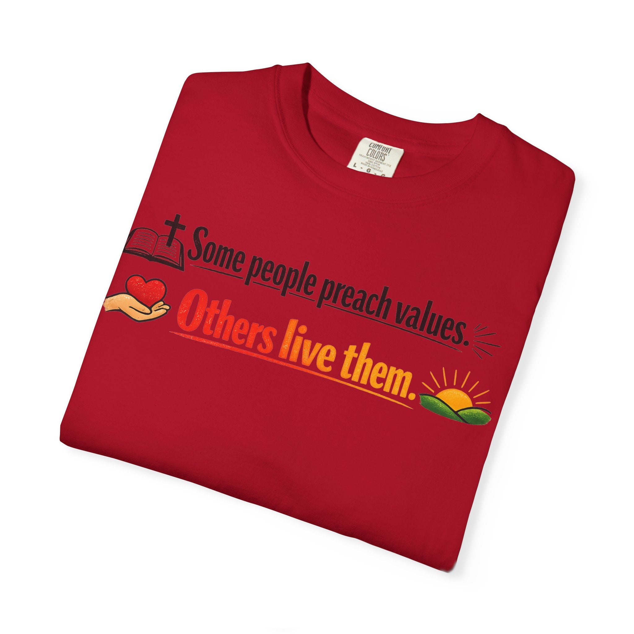 "Actions Over Sermons" Unisex Garment-Dyed T-shirt