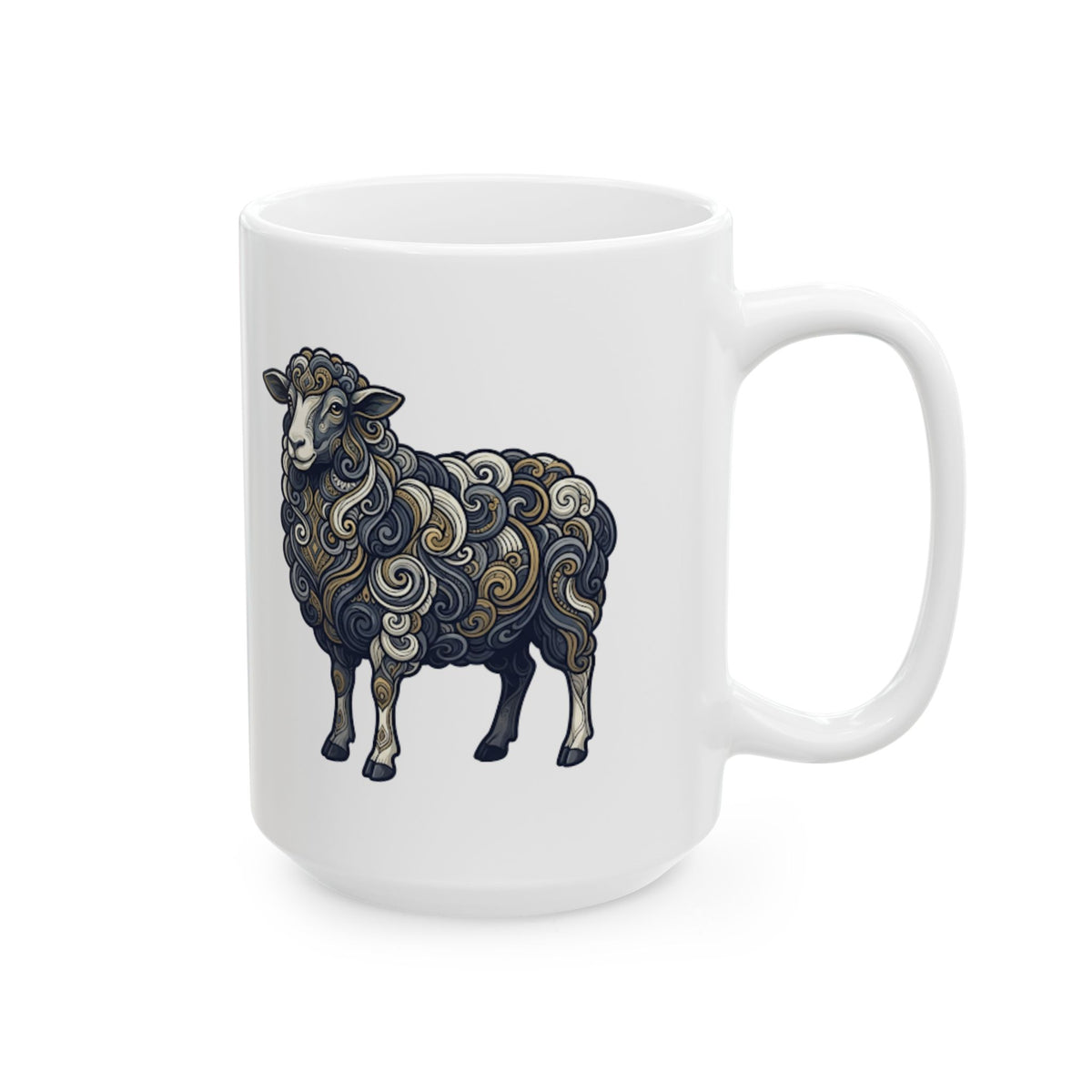 "Barnyard Sheep" White Ceramic Mug