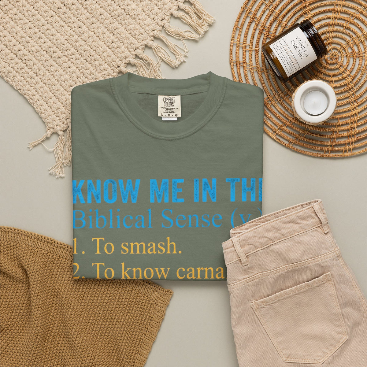 "Good Book Series Know Me In The Biblical Sense" Unisex Garment-Dyed Tee