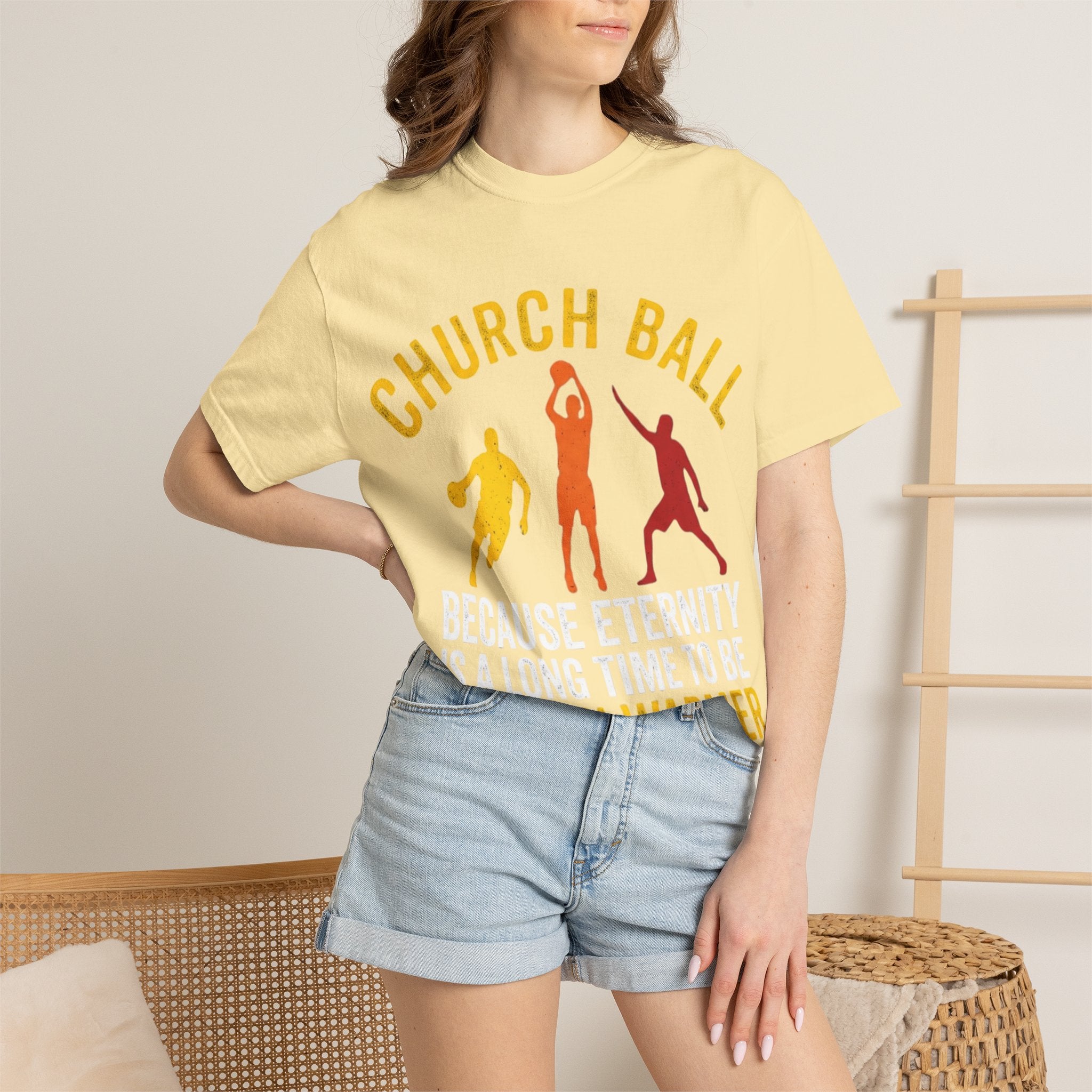 "Church Ball Bench Warmer" Unisex Garment-Dyed T-shirt