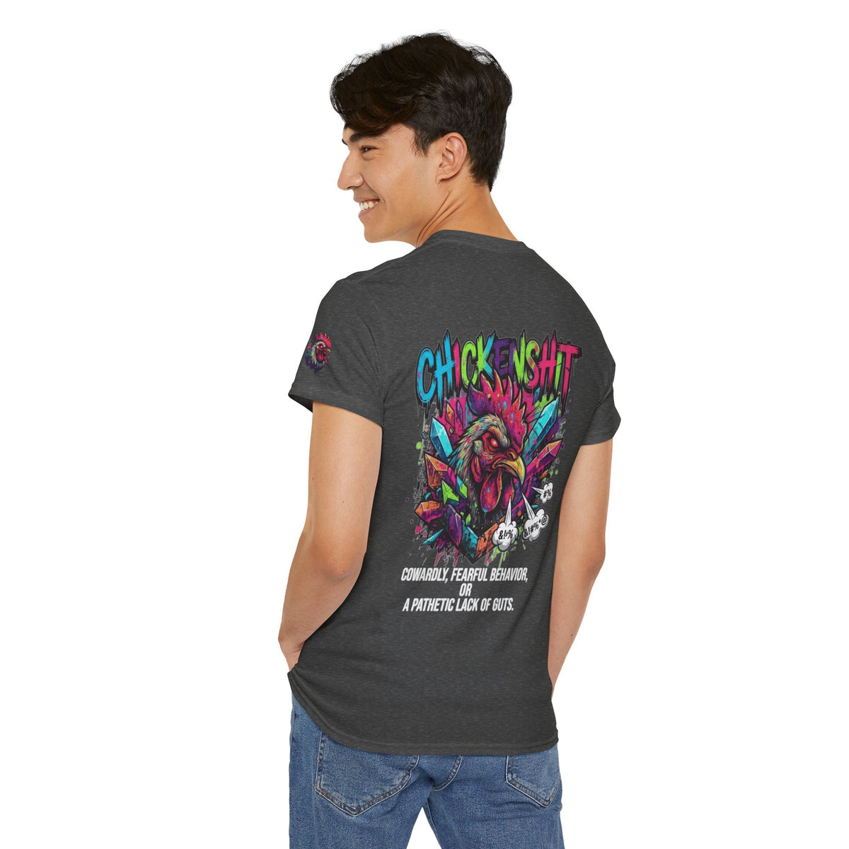 Color: Dark Heather | Chickenshit Premium Graphic Tee