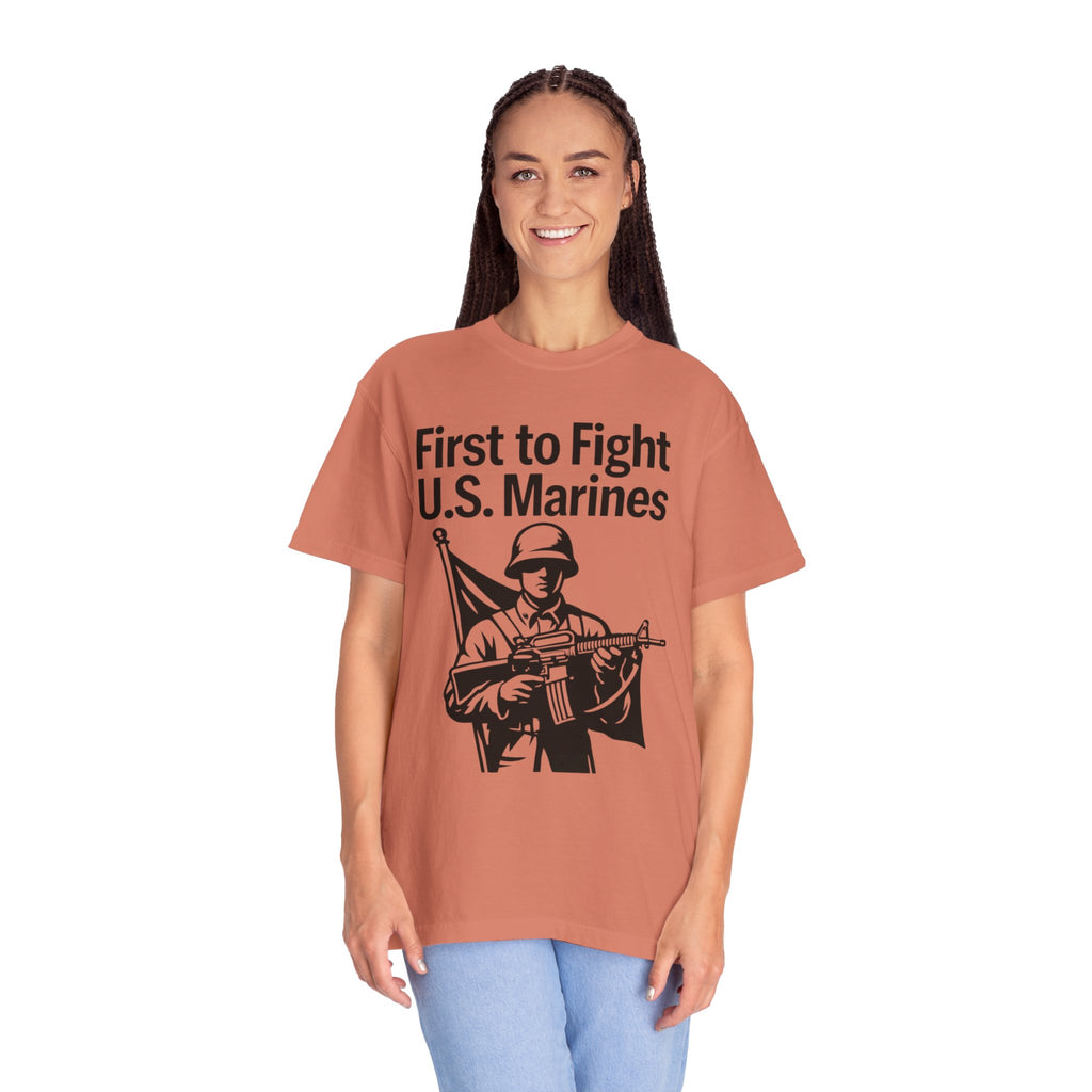 "First to Fight" Unisex Garment-Dyed T-shirt