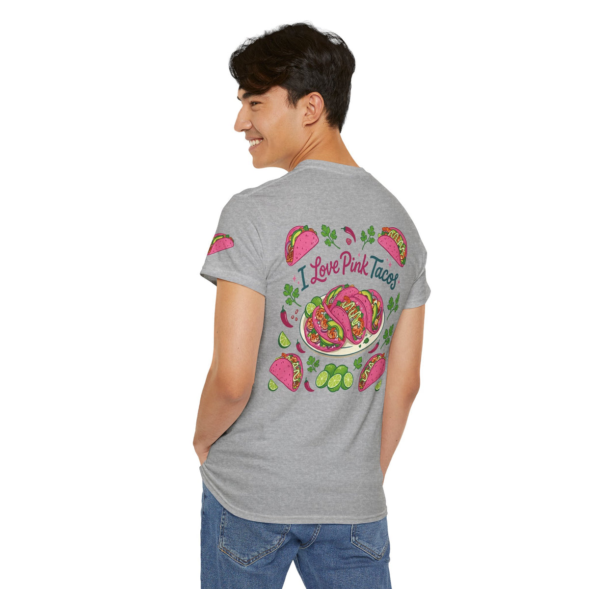 Color: Sport Grey | I Love Pink Tacos Premium Graphic Tee