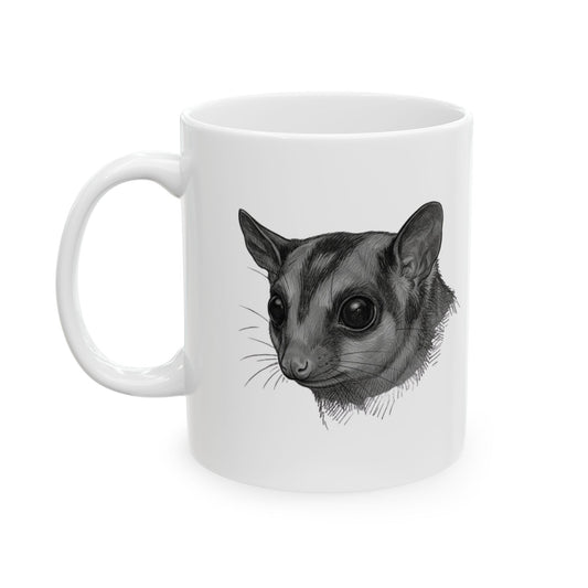 "Pencil Sketch Art Sugar Glider" White Ceramic Mug — Graphic