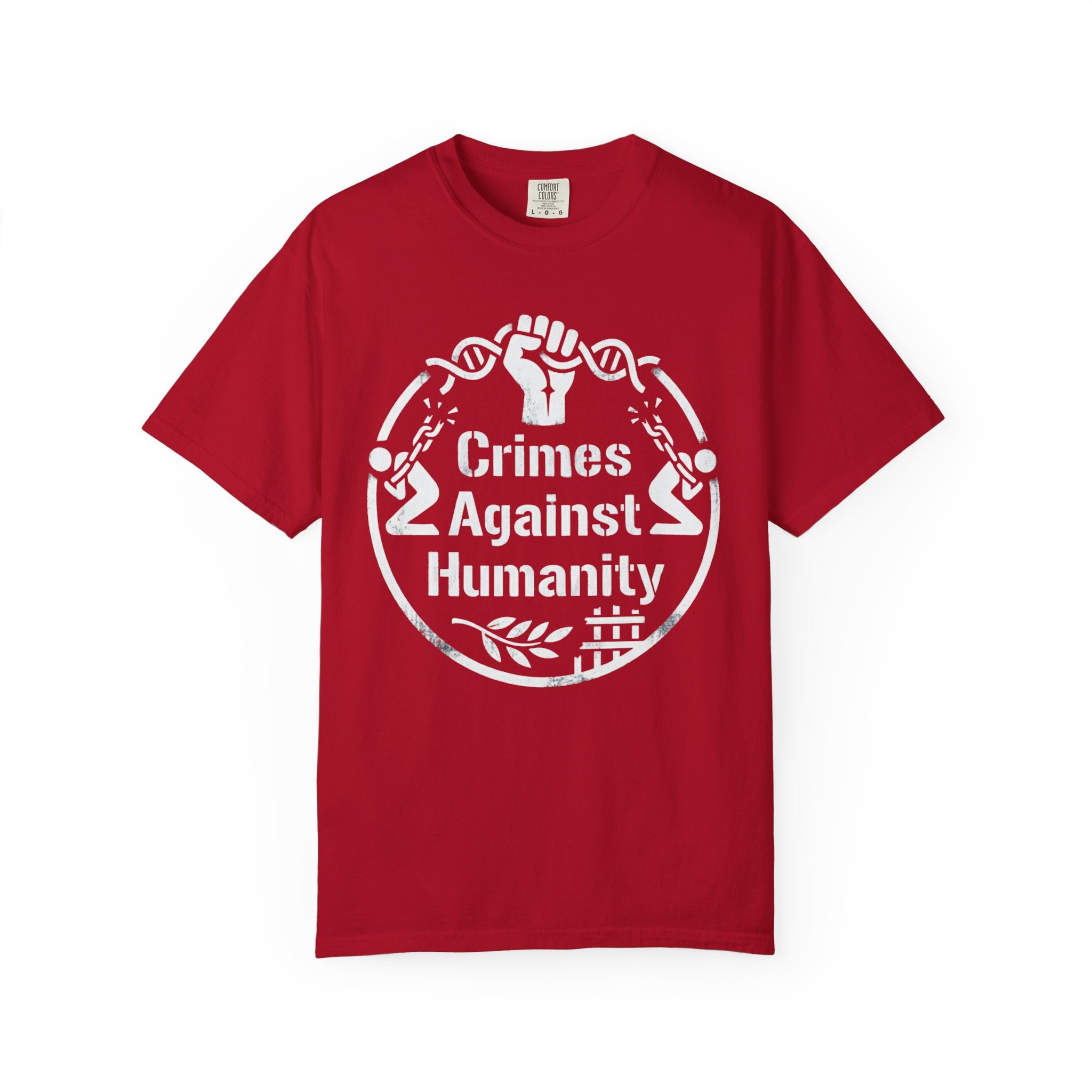 "Crimes Against Humanity" Unisex Garment-Dyed Tee