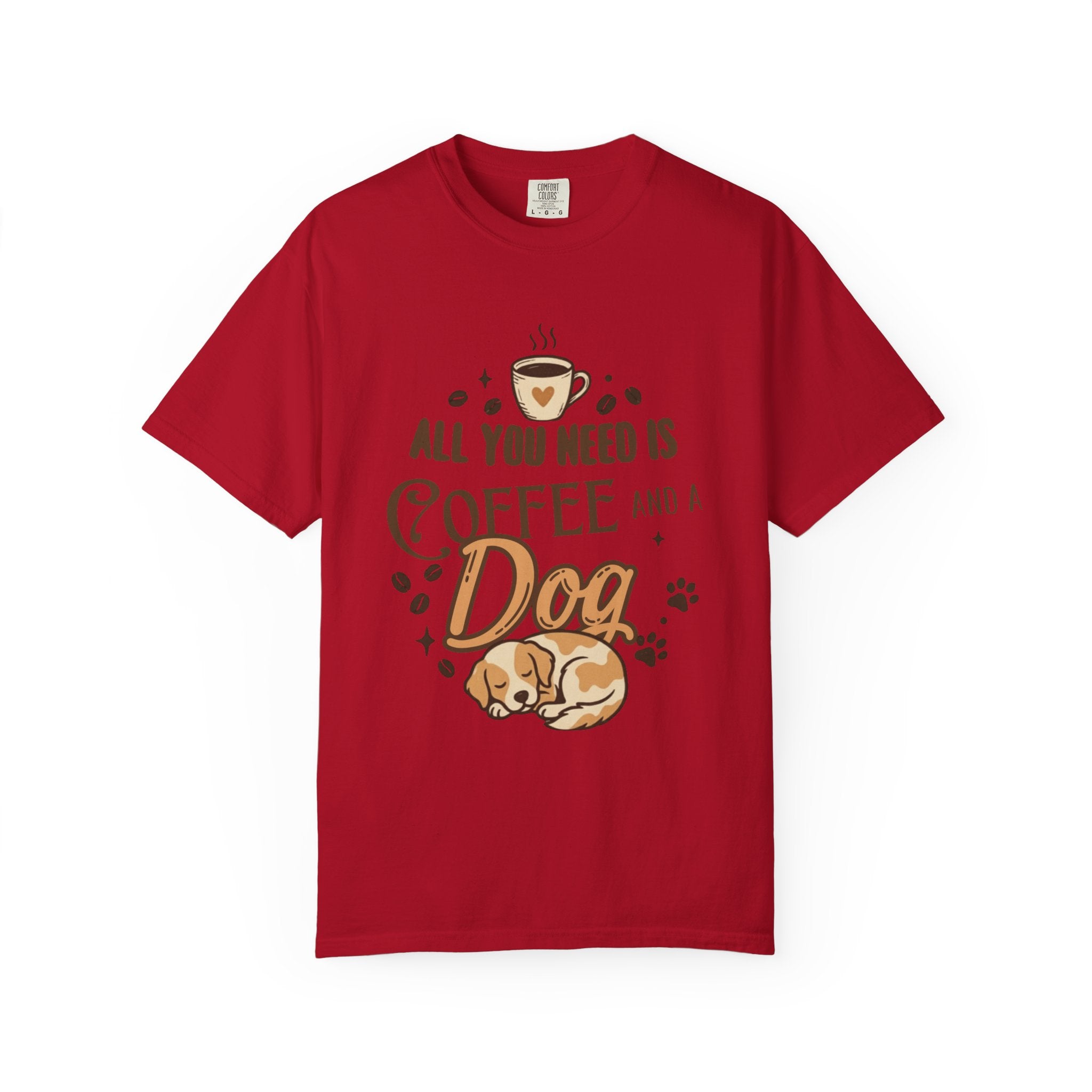 "Coffee and a Dog" Unisex Garment-Dyed Tee