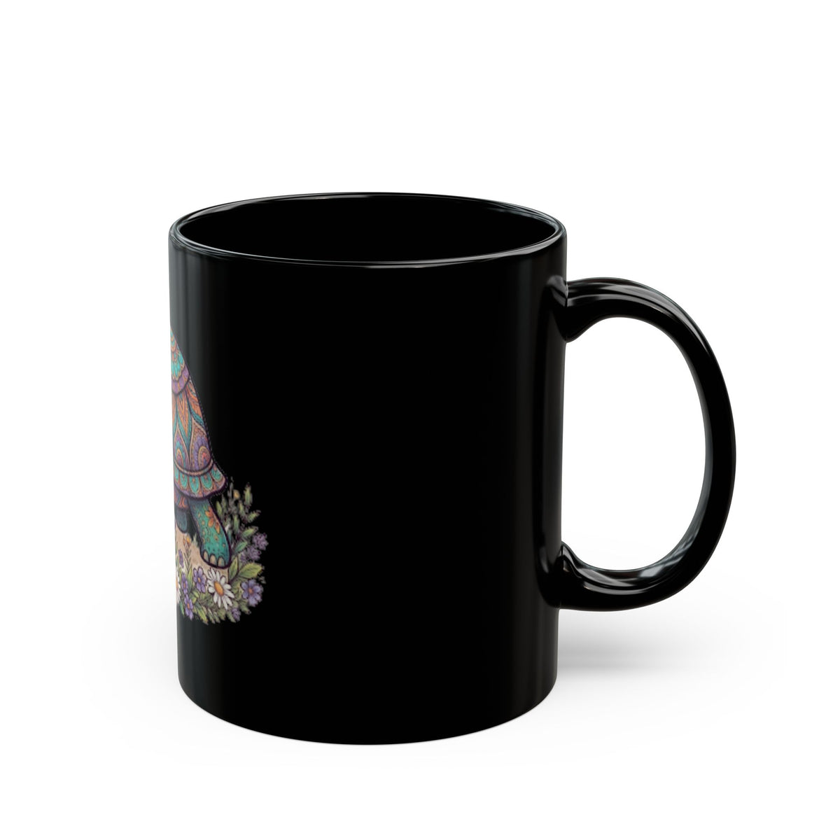 "Hippy Turtle" Black Ceramic Mug