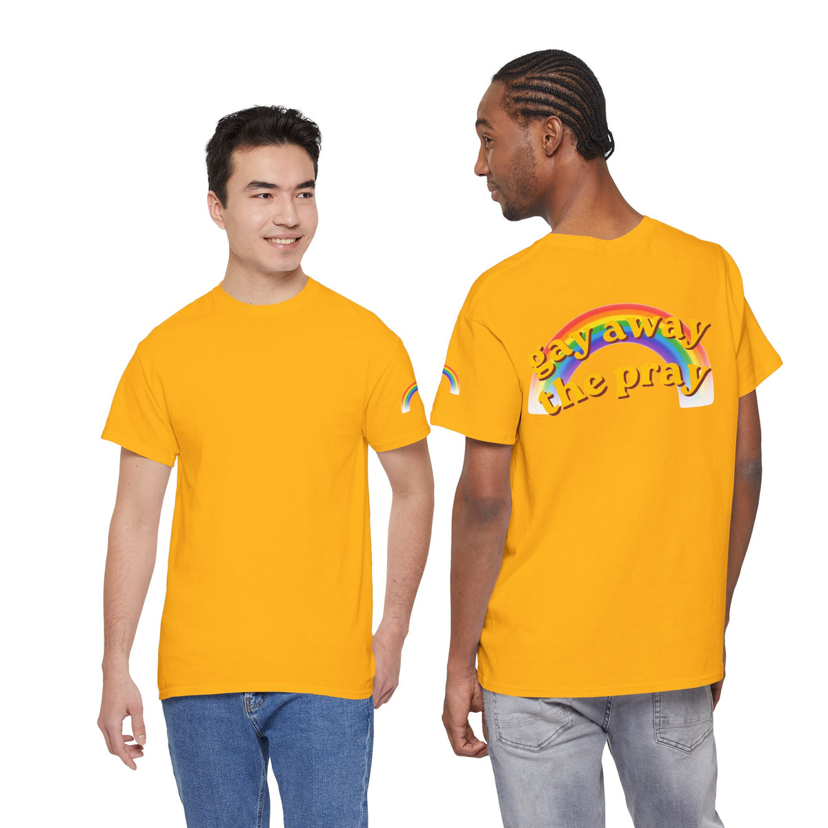 Color: Gold | Gay Away the Pray Premium Graphic Tee