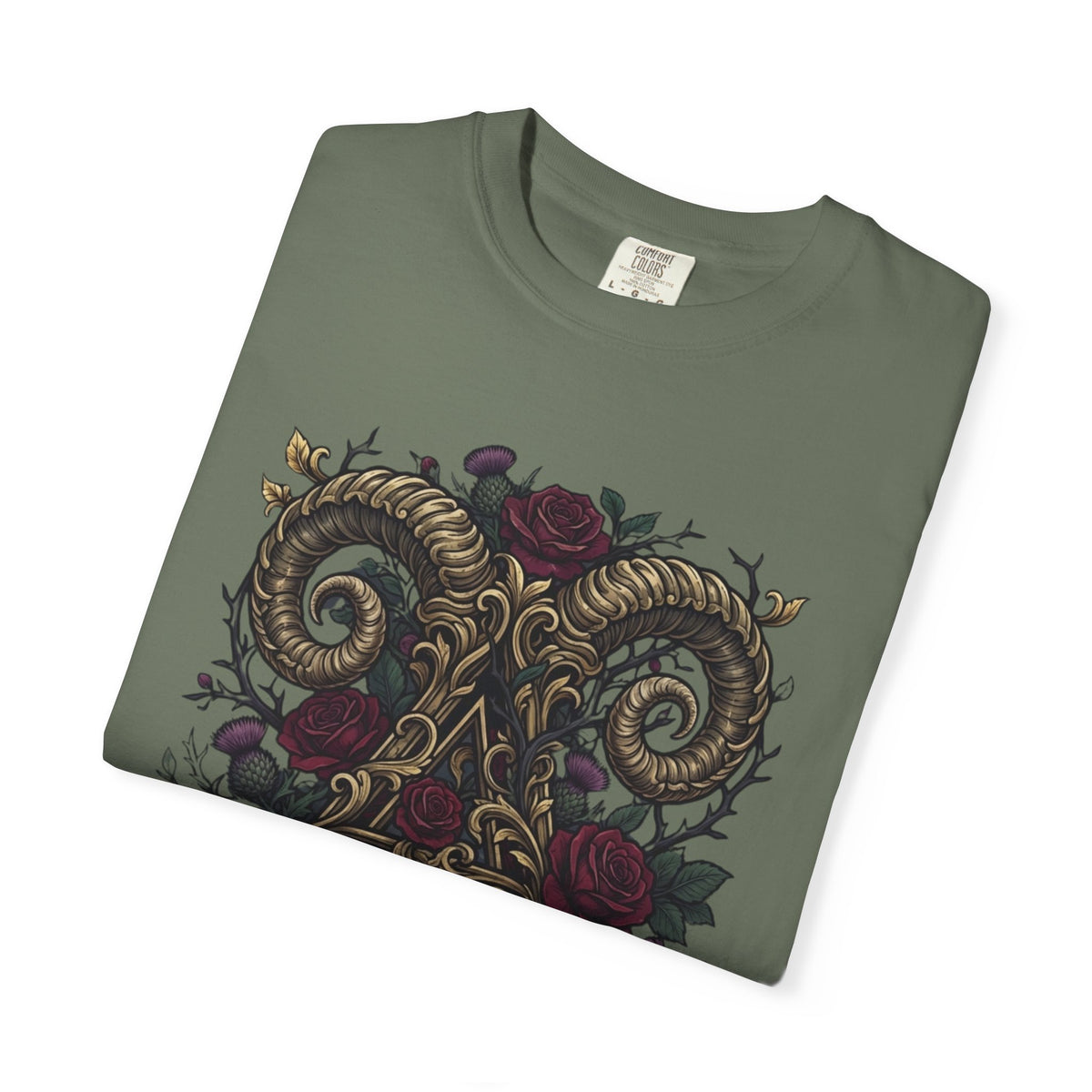 Floral Monogram Aries Unisex Garment-Dyed Tee