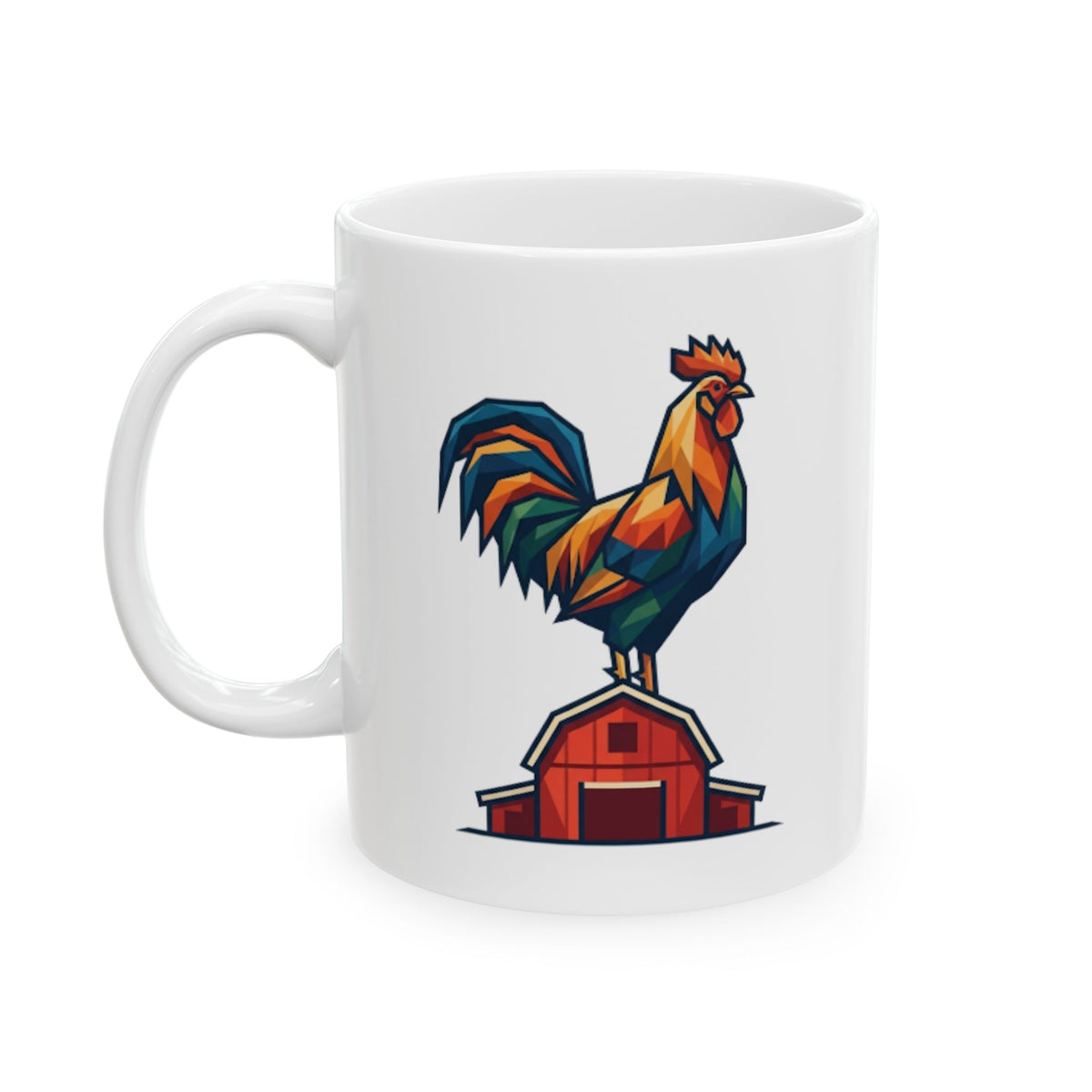 "Barnyard Rooster" White Ceramic Mug