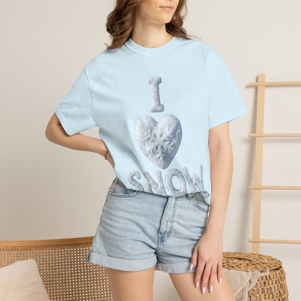 "I Love Snow" Unisex Garment-Dyed T-shirt